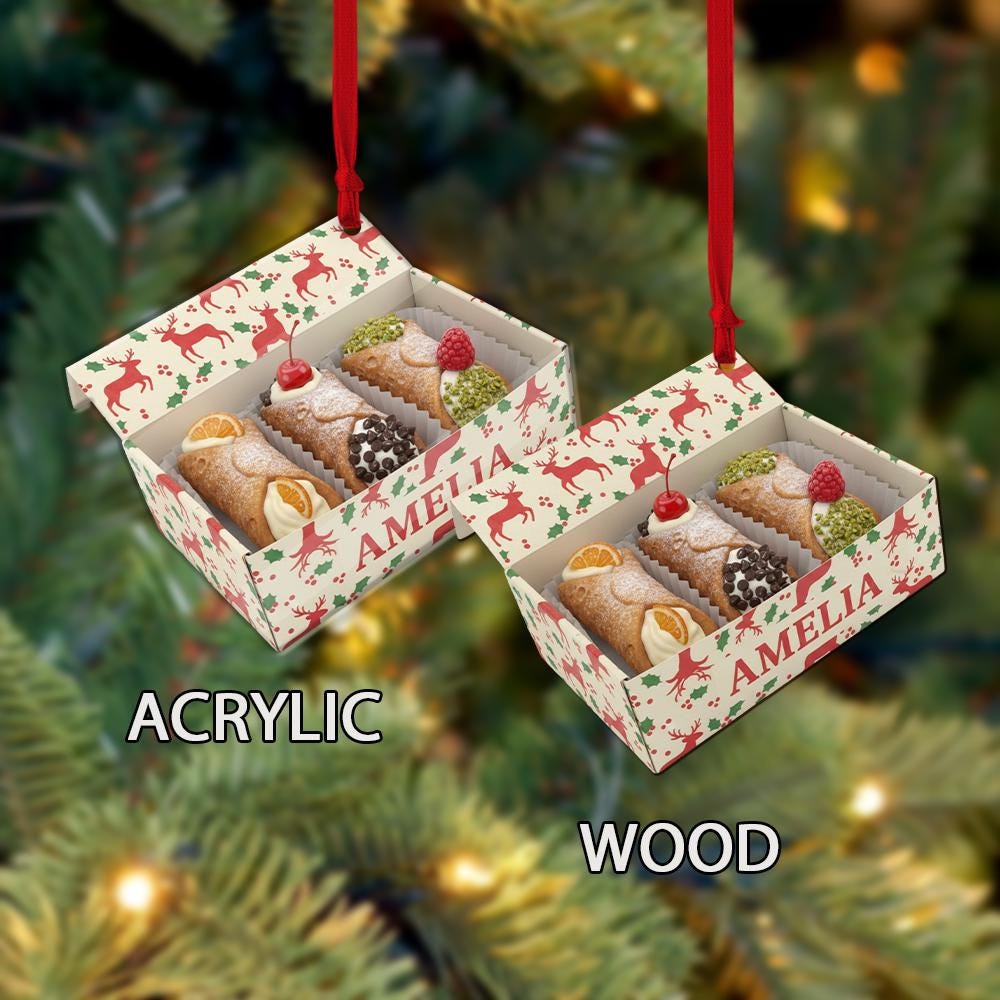 Personalized Cannoli Christmas Ornament – Custom Name Italian Pastry Holiday Decoration