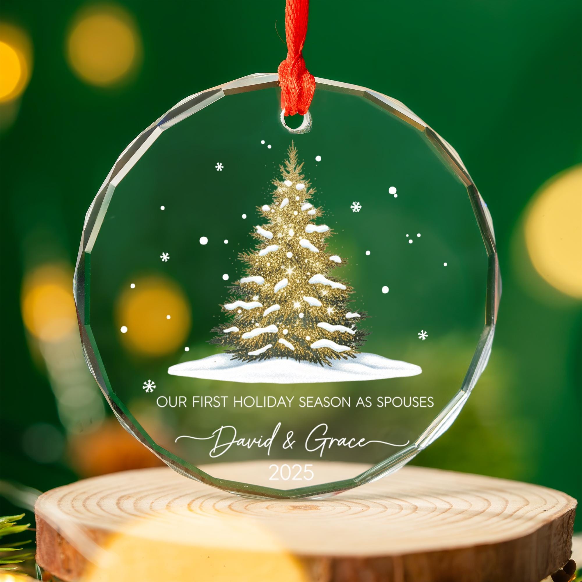 Personalized First Christmas Married Ornament 2025, Newlywed Gift, Custom Holiday Keepsake for Couples, Spouse Christmas Decor