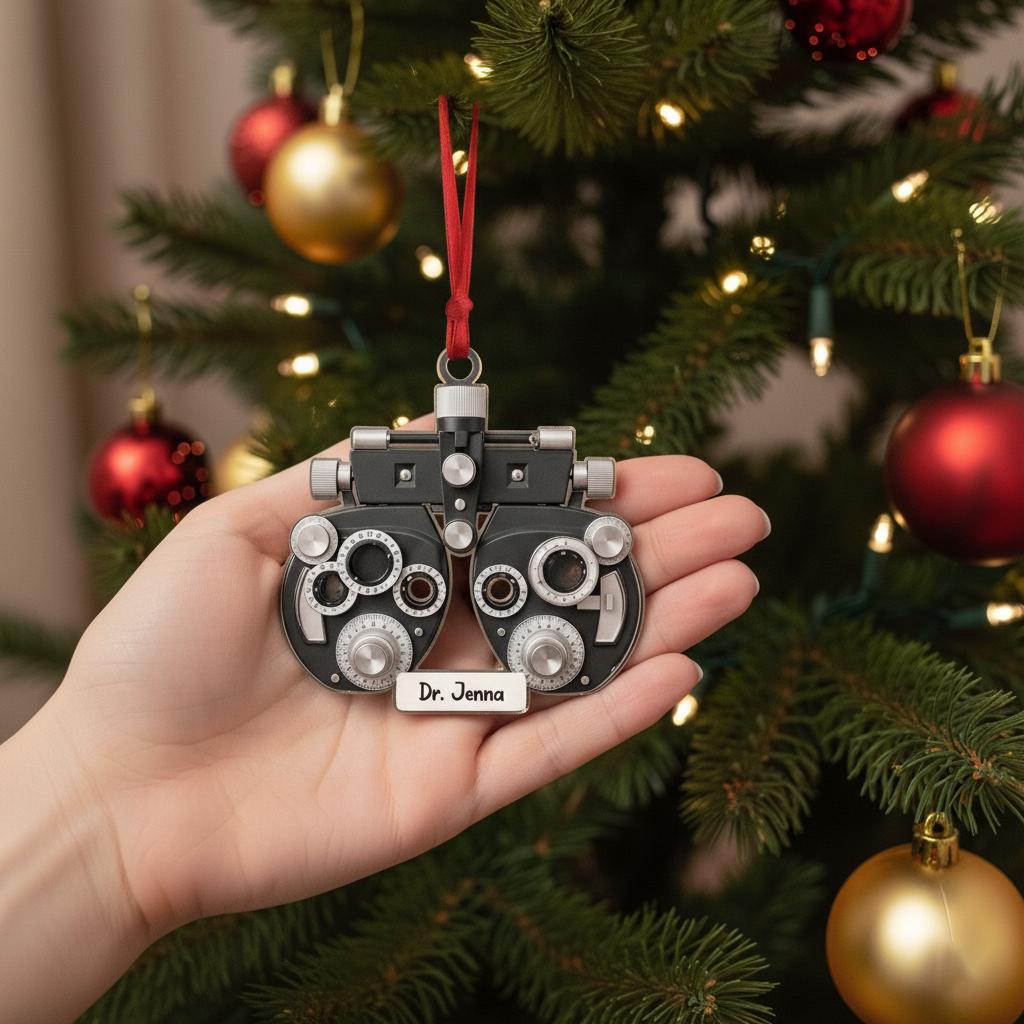 Personalized Phoropter Christmas FLAT ornament, Optometry ornament, optometrist gift for Eye doctor, Optometry gift, Phoropter NOT 3D