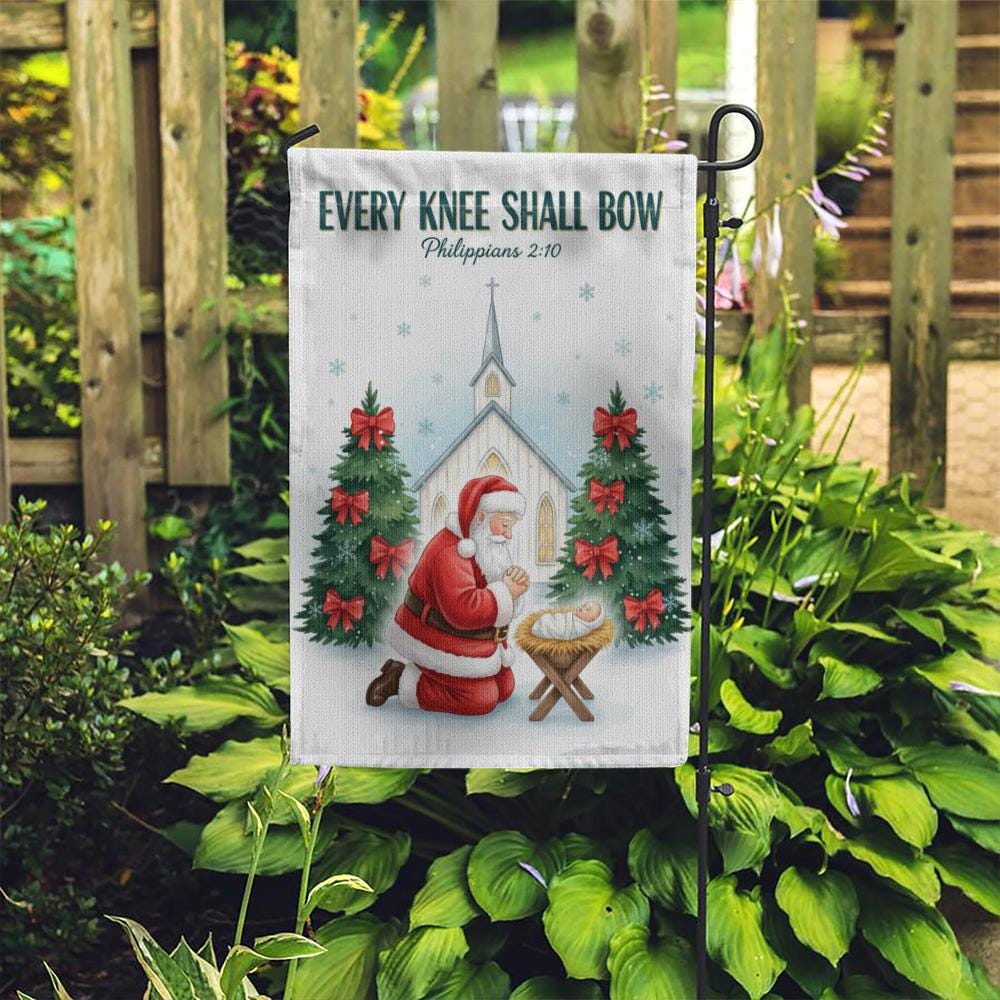 Christian Christmas Garden Flag: Santa Nativity Scene Yard Decor