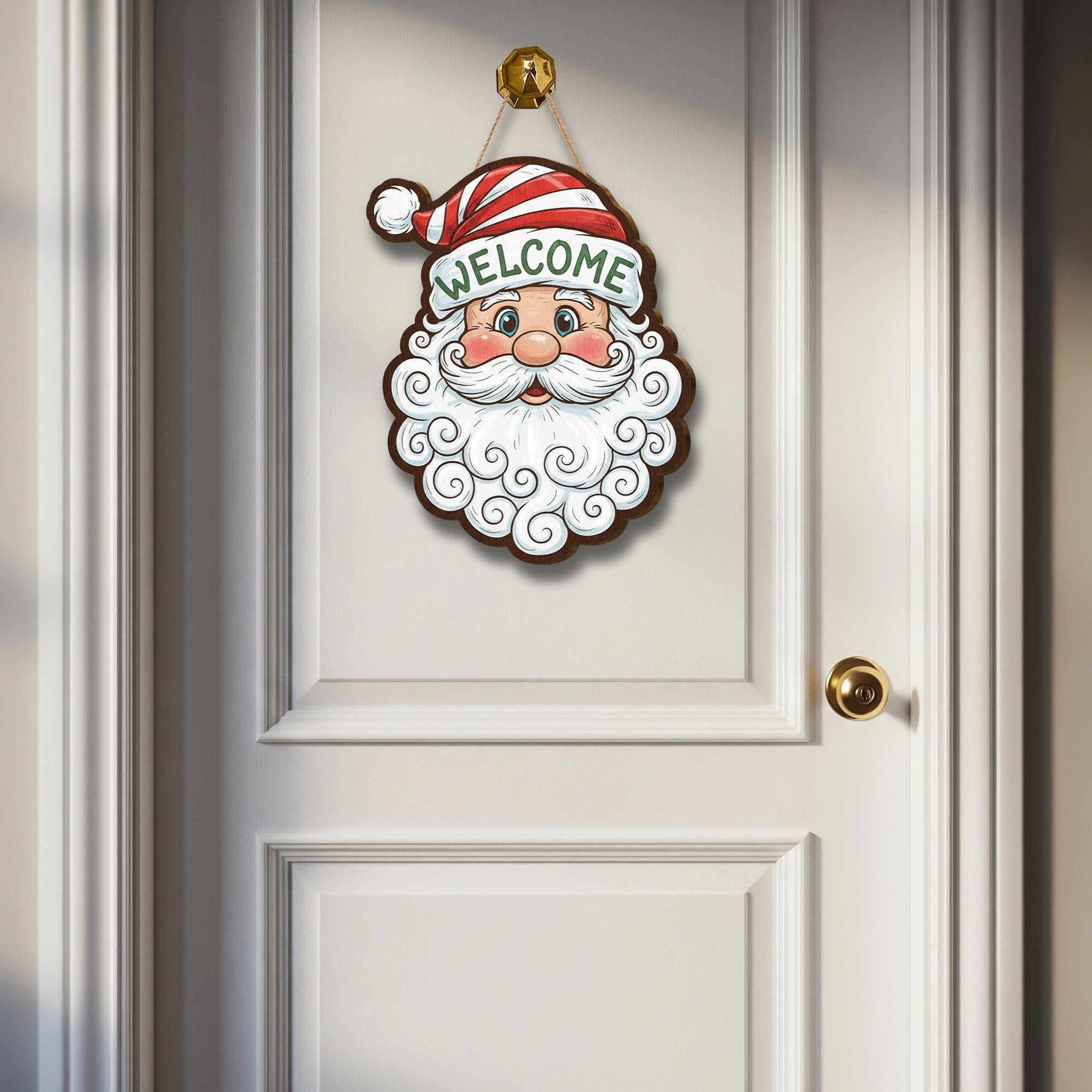 Santa Welcome Door Sign: Christmas Front Door Decor