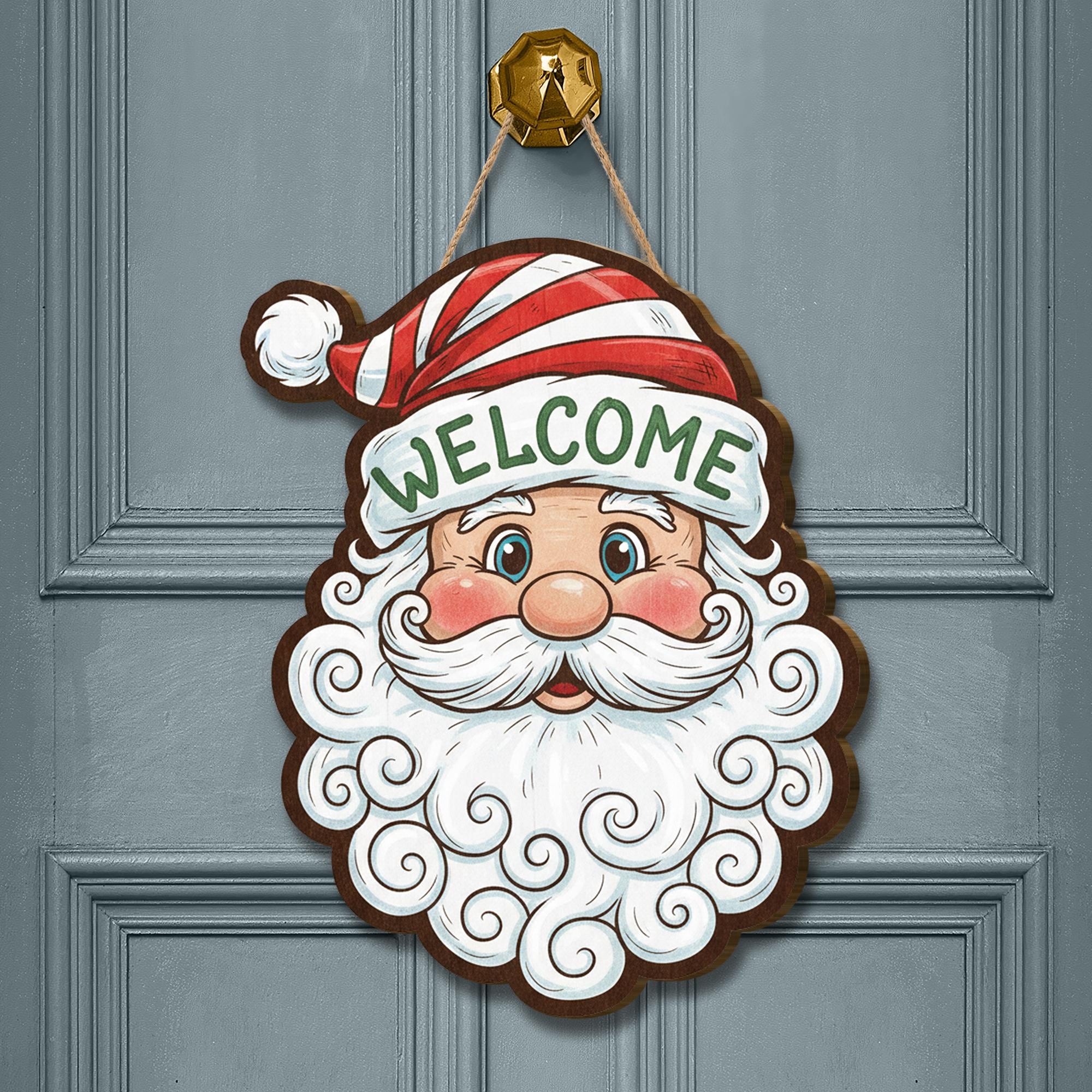 Santa Welcome Door Sign: Christmas Front Door Decor