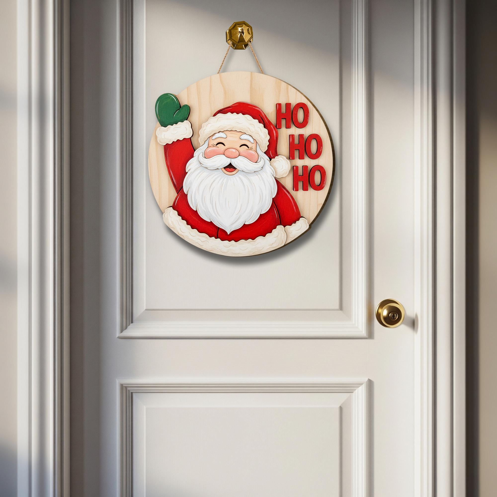 Santa Ho Ho Ho Door Sign: Christmas Holiday Porch Decor