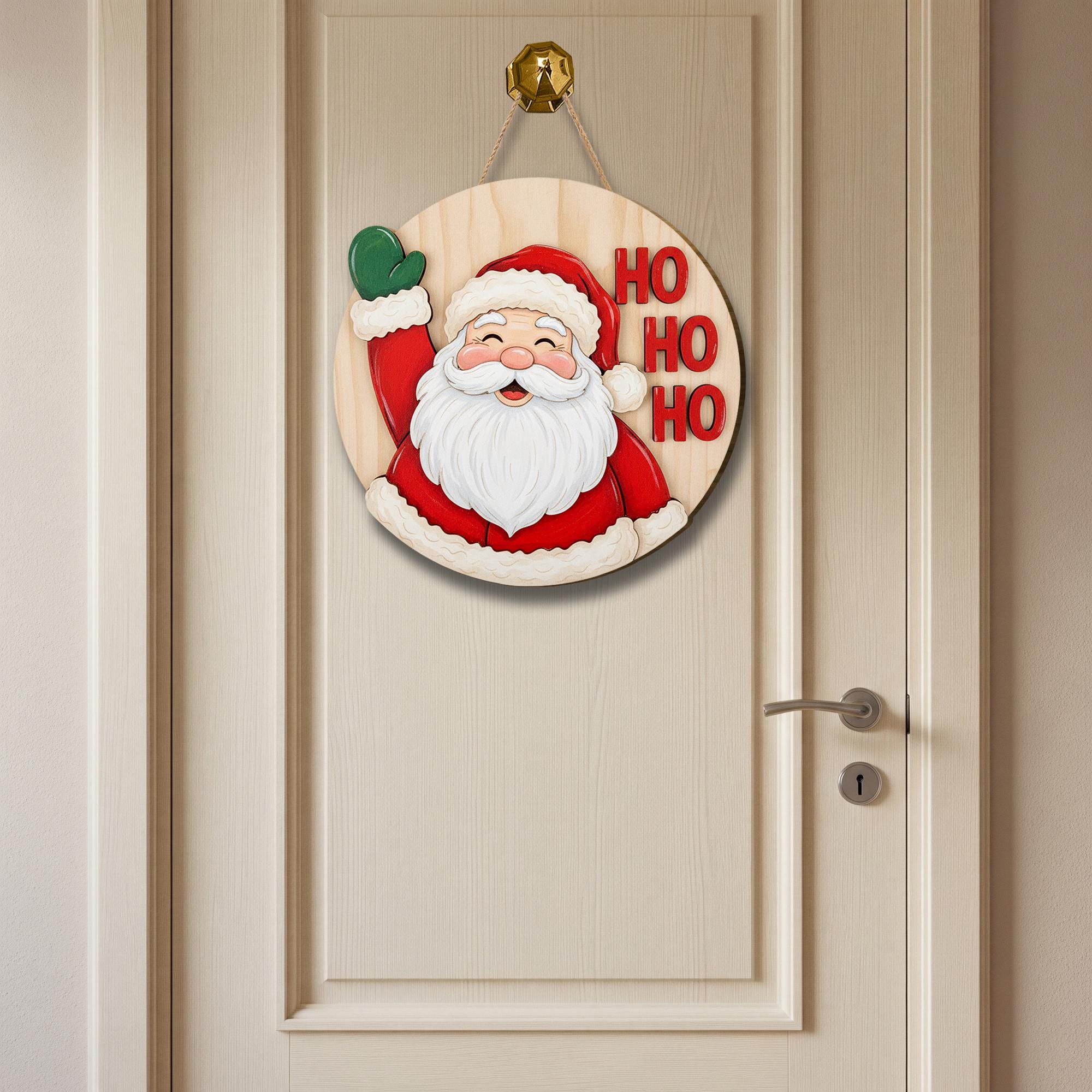 Santa Ho Ho Ho Door Sign: Christmas Holiday Porch Decor