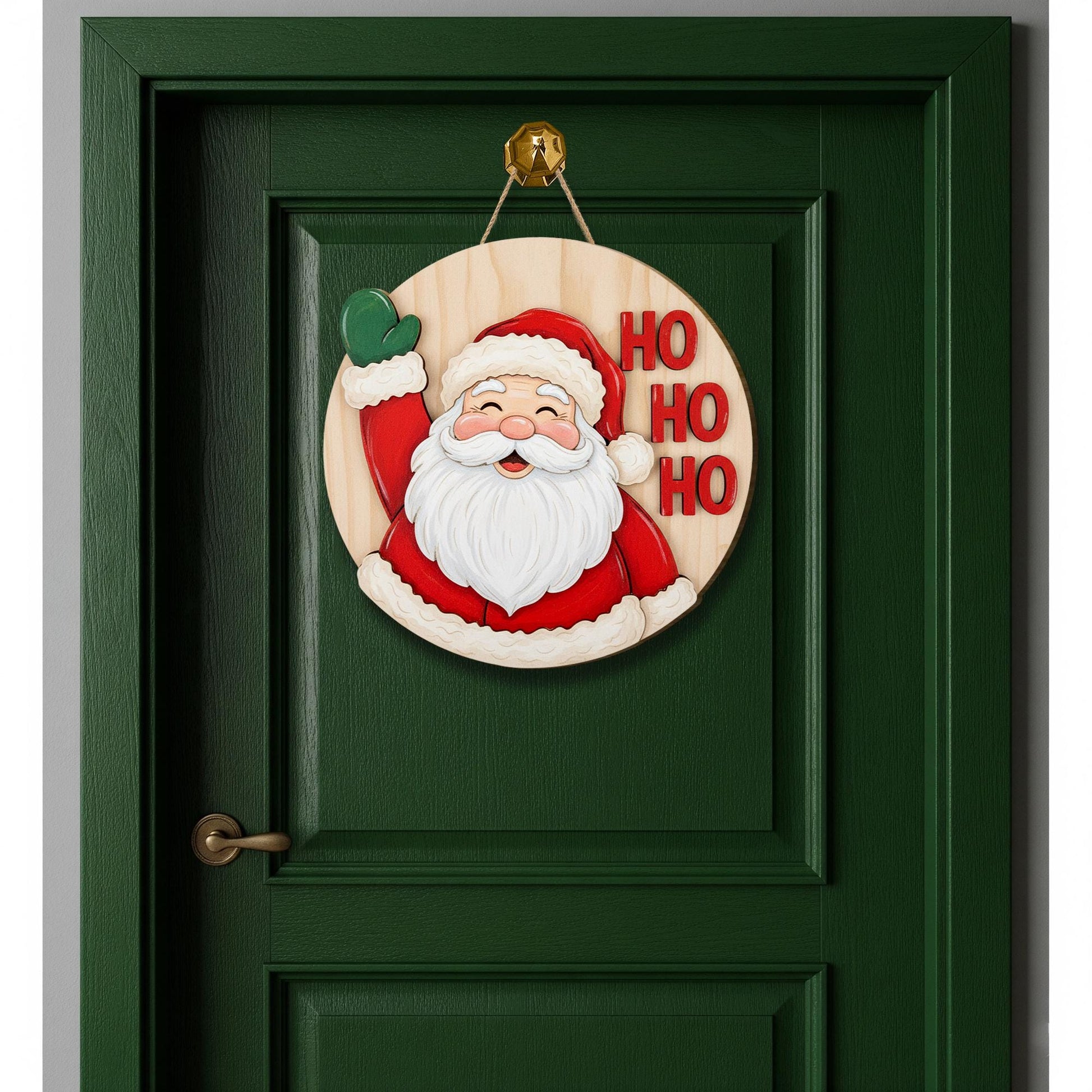 Santa Ho Ho Ho Door Sign: Christmas Holiday Porch Decor