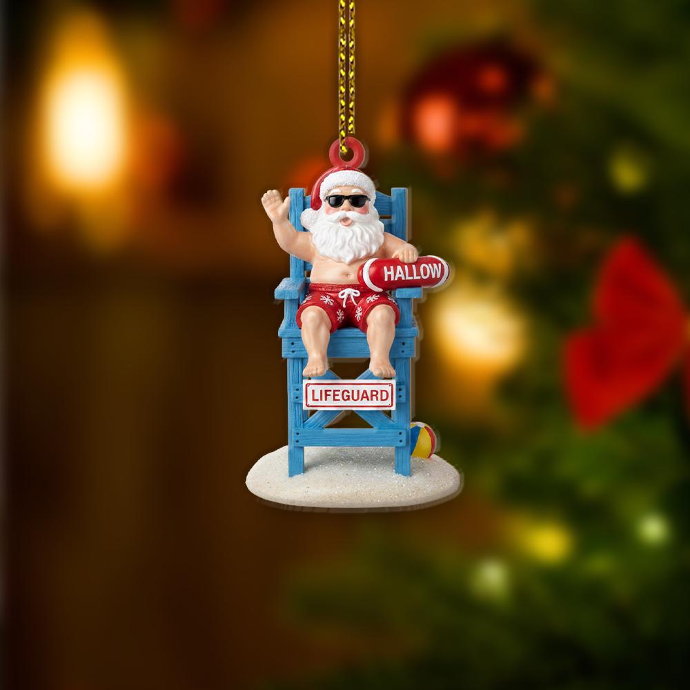 Lifeguard Santa Christmas Ornament – Beach Holiday Decoration