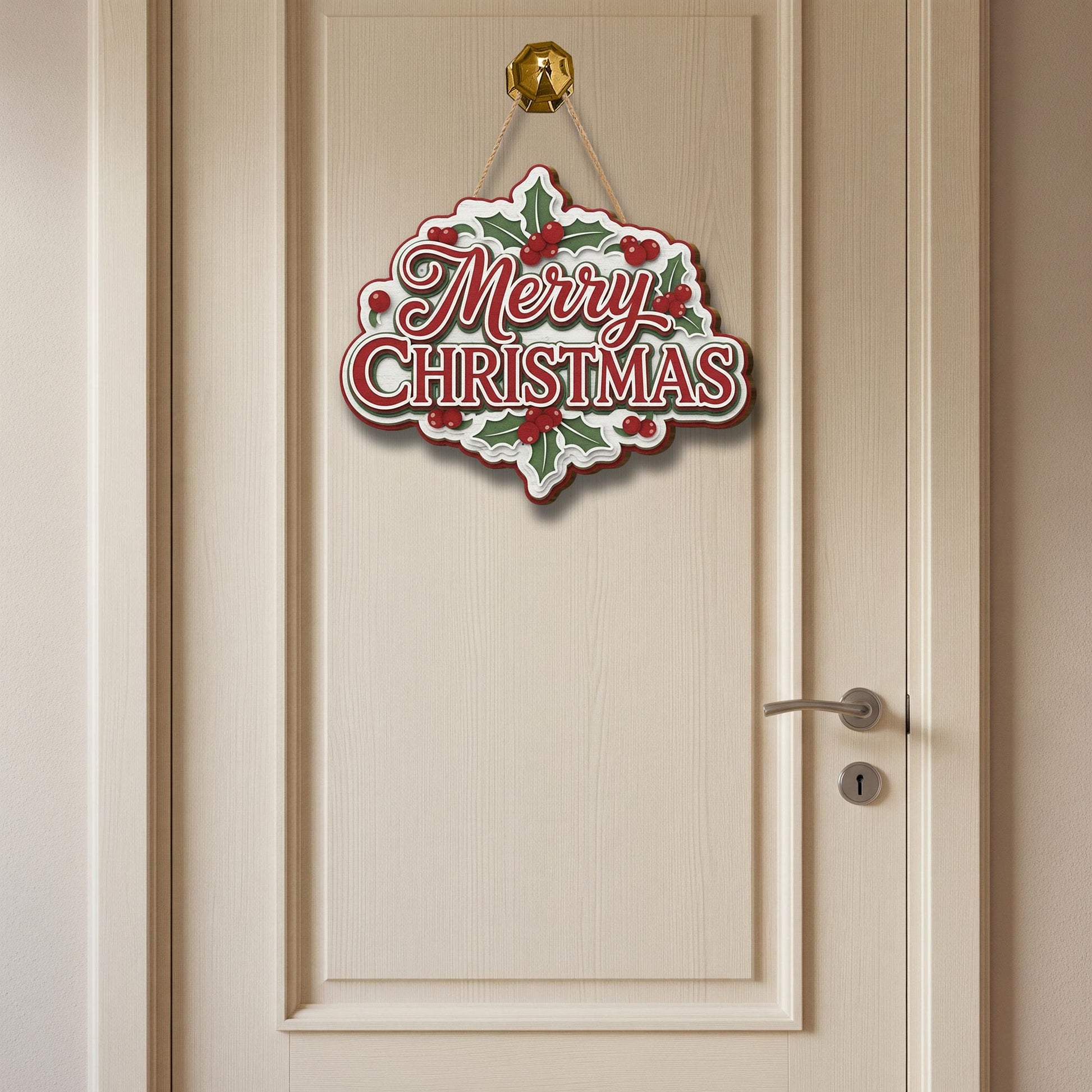 Merry Christmas Door Sign: Rustic Holiday Porch Decor
