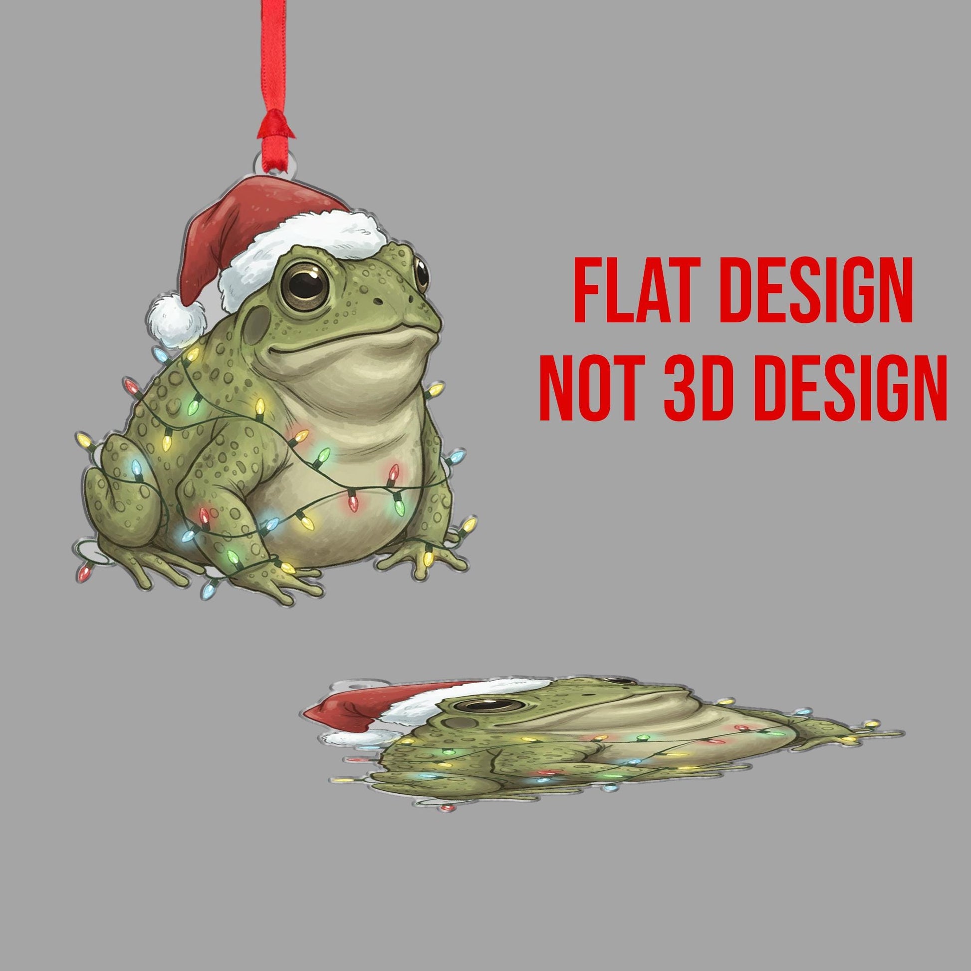 Frog Christmas Ornament – Santa Hat and Holiday Lights Hanging Decoration