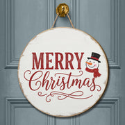 Merry Christmas Snowman Door Sign: Farmhouse Christmas Wall Hanging