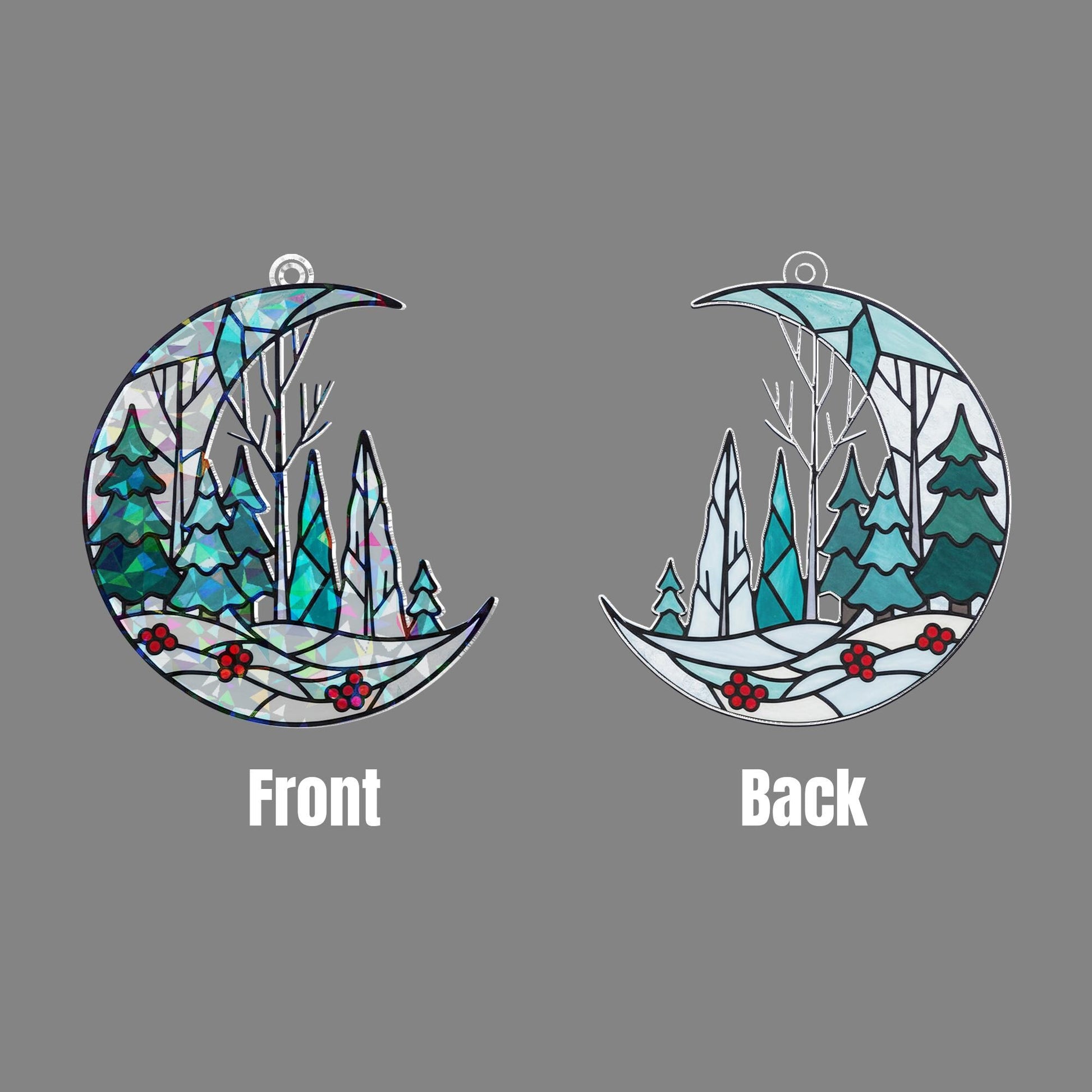 Winter Forest Window Hanging: Woodland Moon Ornament