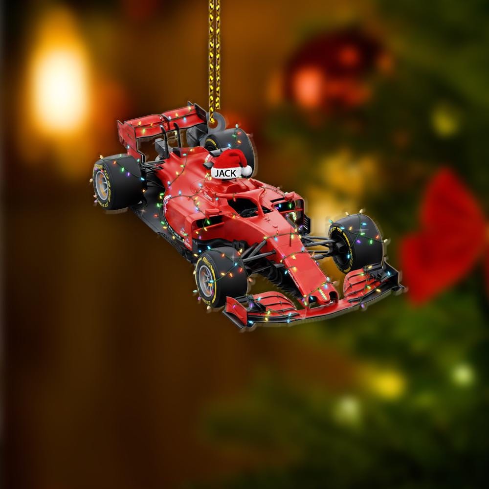 Personalized Formula 1 Car Christmas Ornament: Red Race Car Keepsake