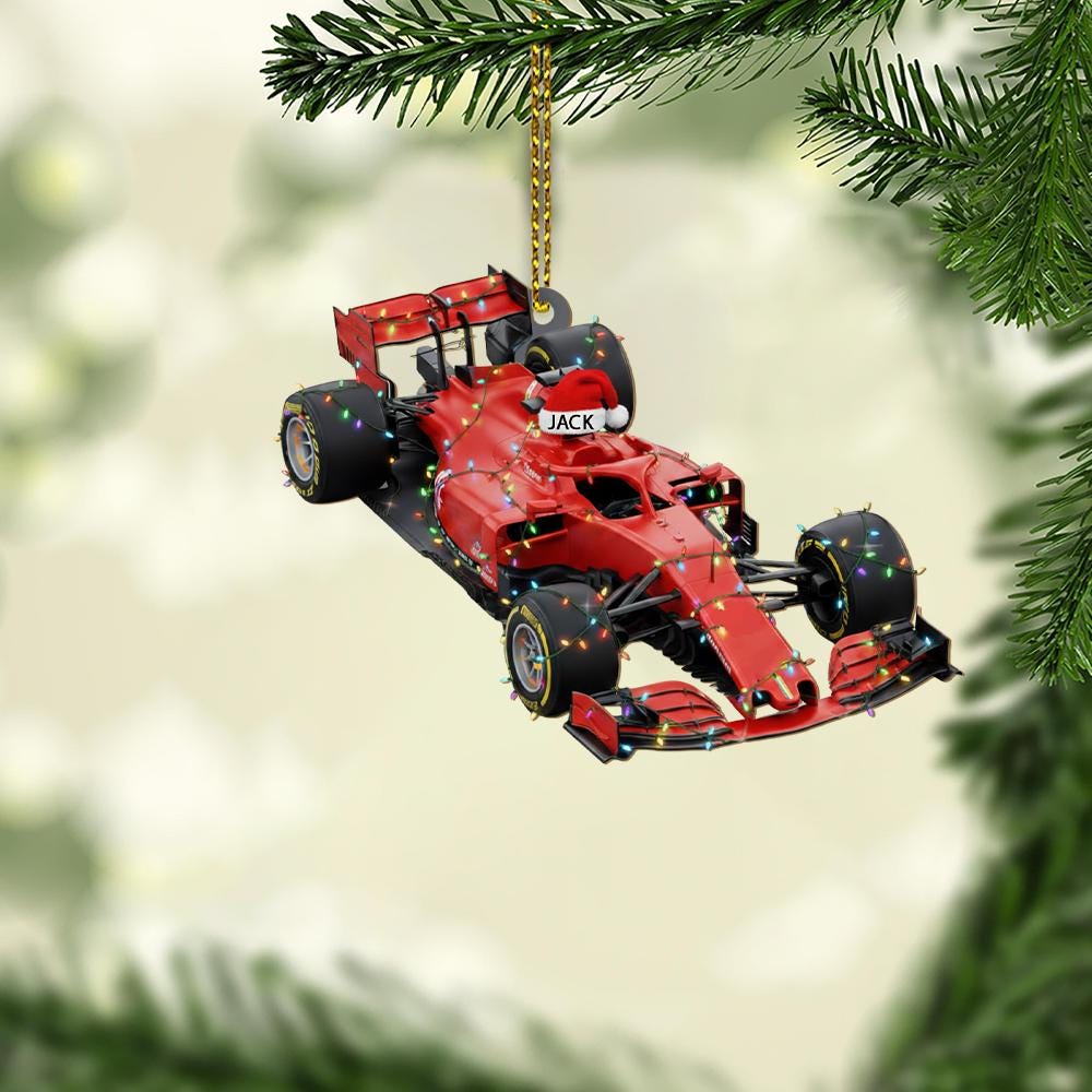 Personalized Formula 1 Car Christmas Ornament: Red Race Car Keepsake
