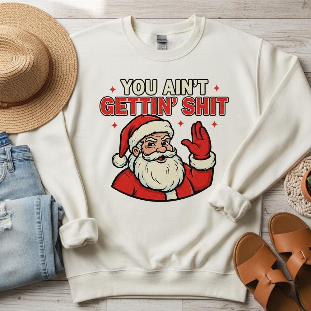 Unisex Christmas Sweatshirt – Santa Claus Funny Holiday Crewneck Pullover