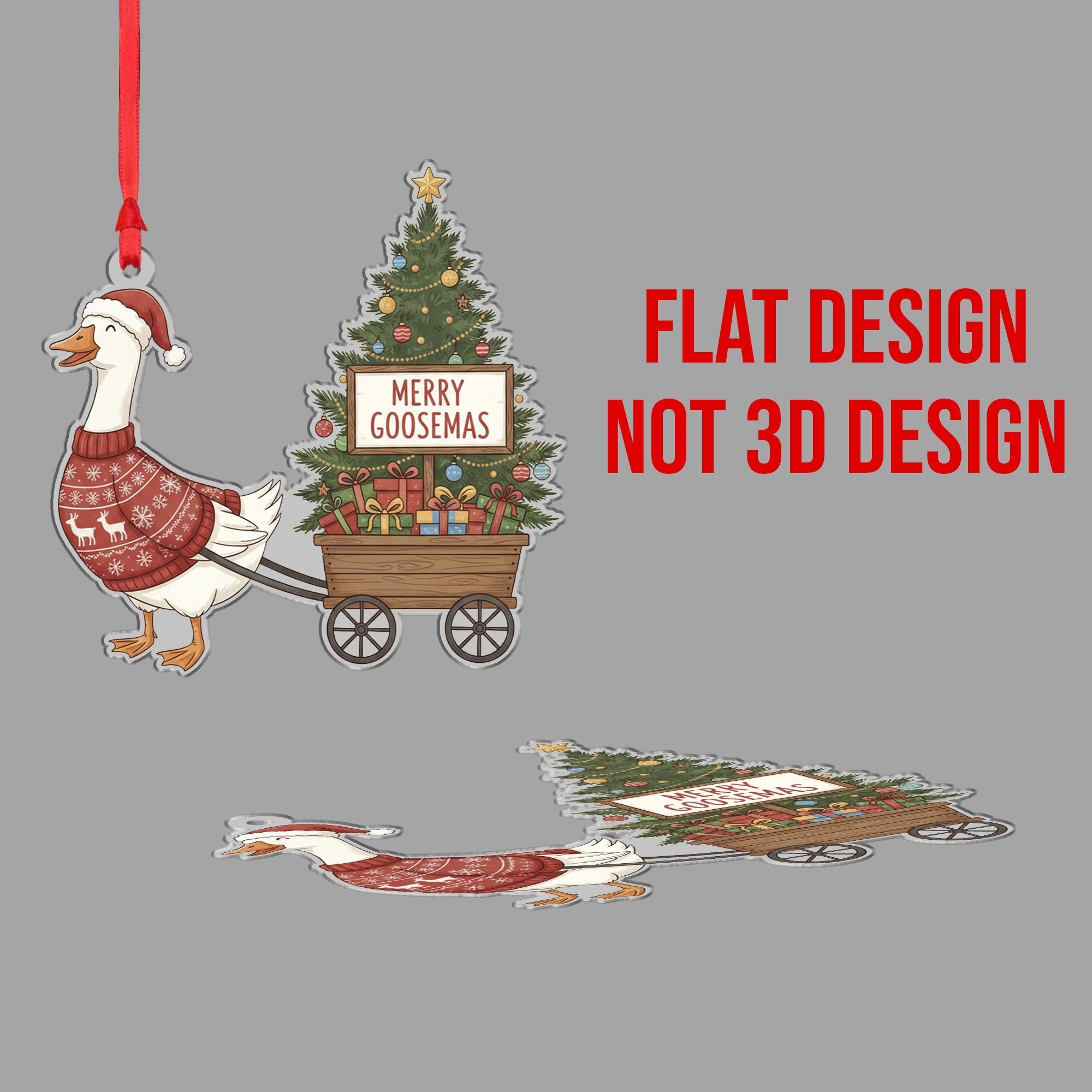 Goose Christmas Ornament – Holiday Tree Decoration with Sweater and Wagon