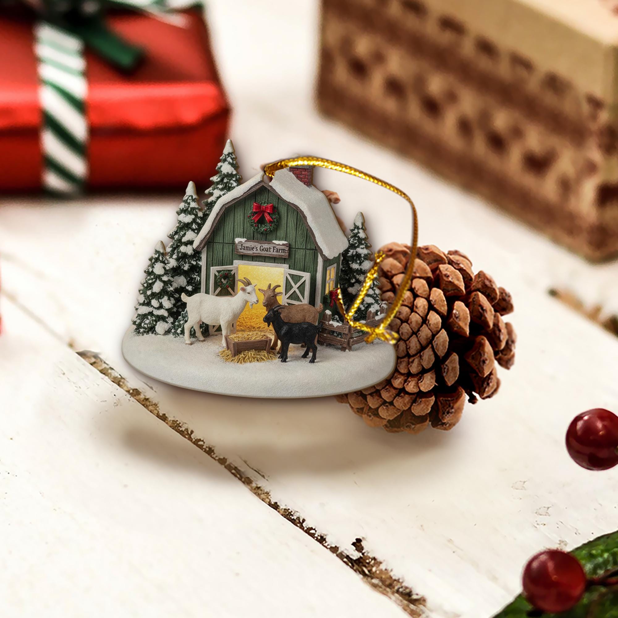 Personalized Chicken Farm Christmas Ornament – Rustic Barn Holiday Decor