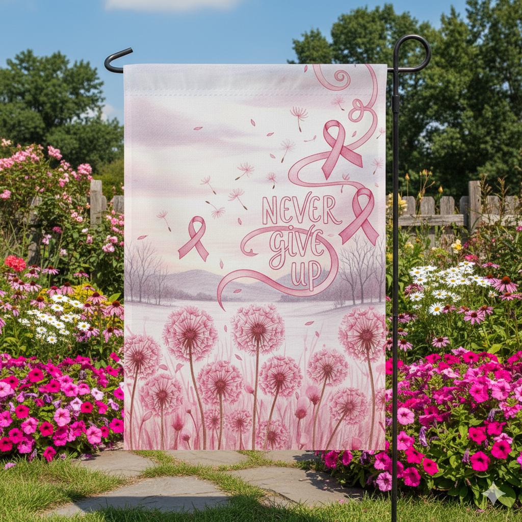 Breast Cancer Awareness Garden Flag – Pink Ribbon Outdoor Decor