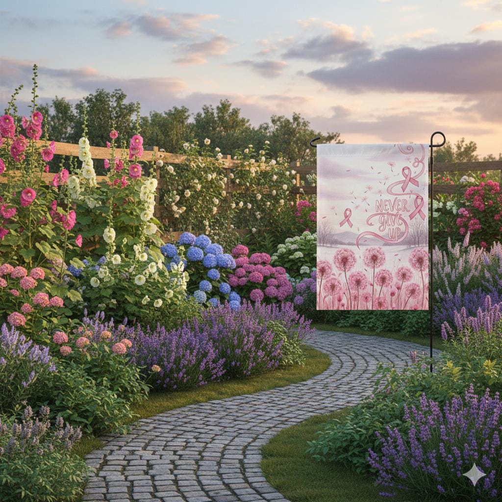 Breast Cancer Awareness Garden Flag – Pink Ribbon Outdoor Decor