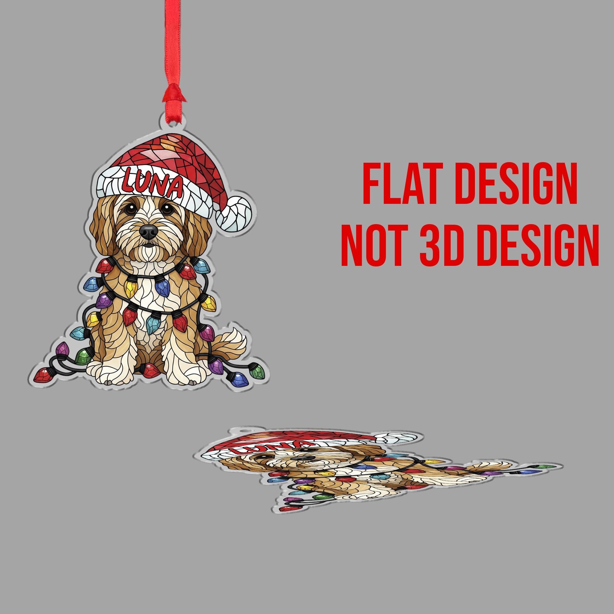 Cavapoo Christmas Ornament – Personalized Dog Decoration with Santa Hat & Lights