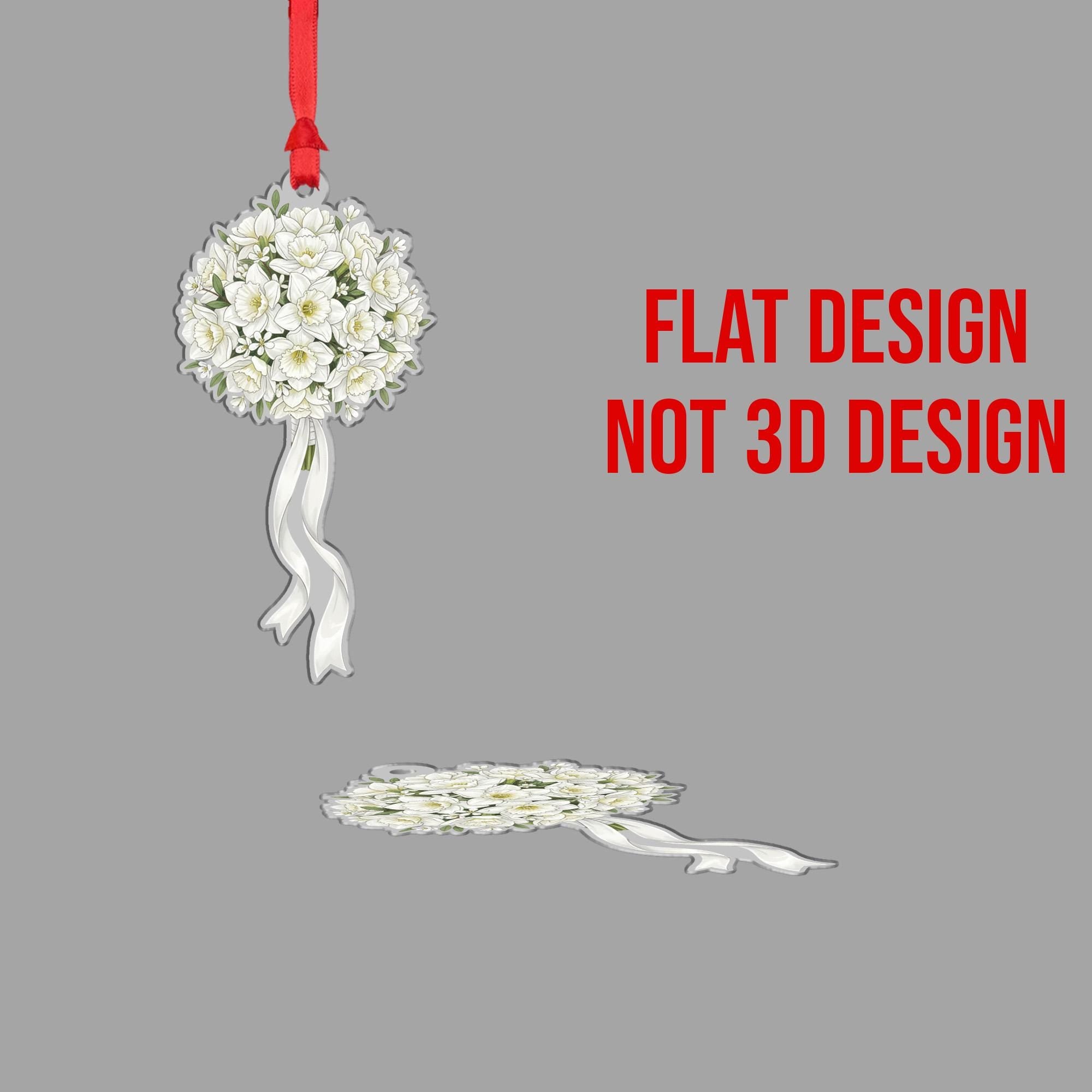 Narcissus Bouquet Christmas Ornament – White Flowers with Ribbon Holiday Decoration