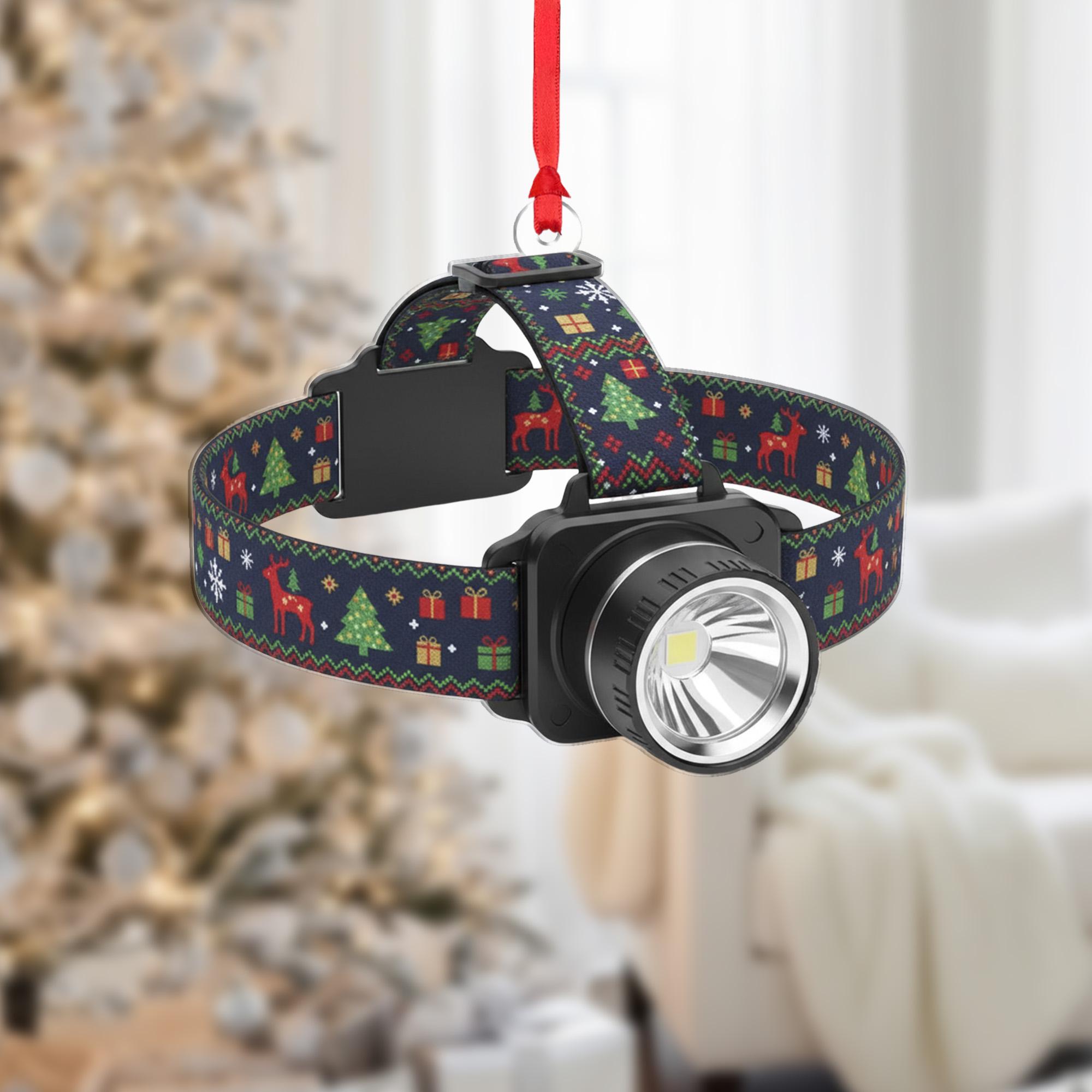 Headlamp Christmas Ornament – Holiday Tree Decoration with Festive Strap Design