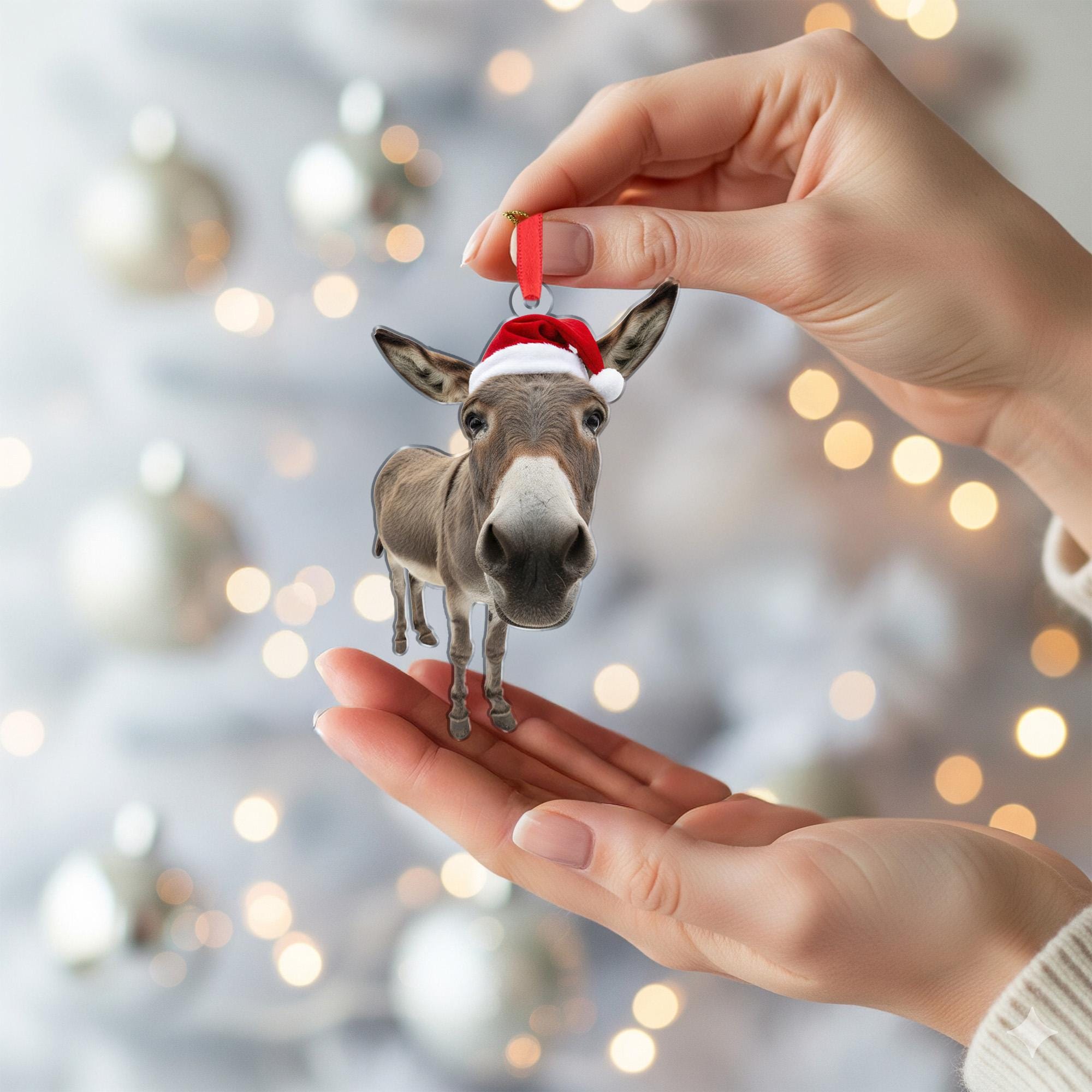 Donkey Christmas Ornament – Santa Hat Holiday Tree Decoration