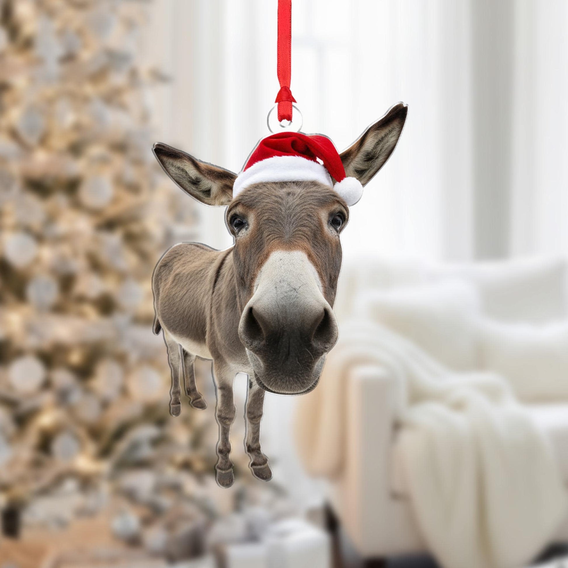 Donkey Christmas Ornament – Santa Hat Holiday Tree Decoration