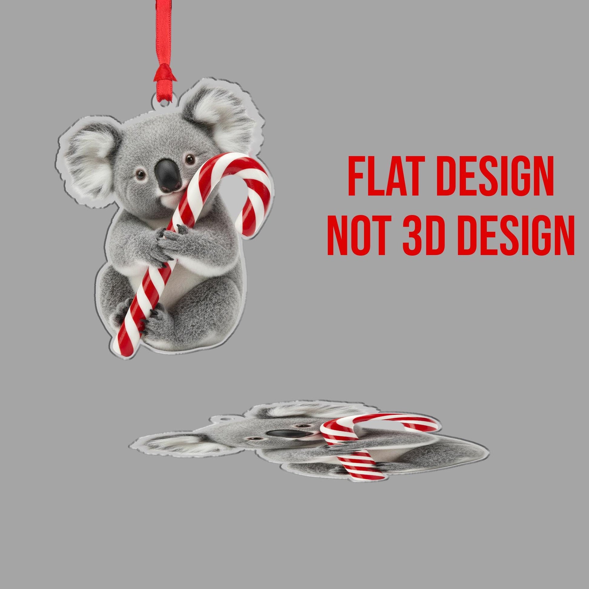Koala Christmas Ornament – Holiday Tree Decoration with Candy Cane