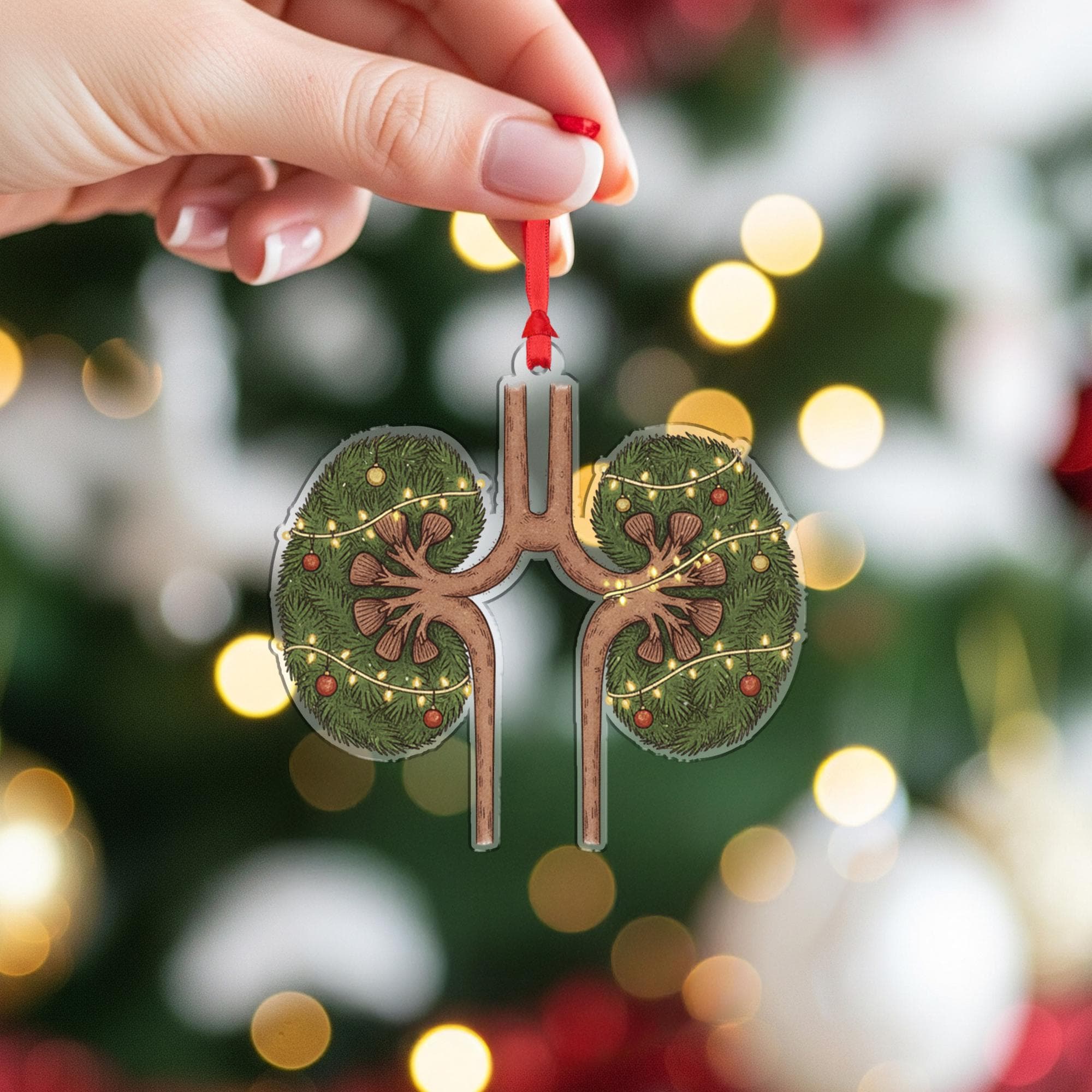 Christmas Kidneys Ornament – Medical Tree Decoration for Nurse, Doctor, Nephrologist
