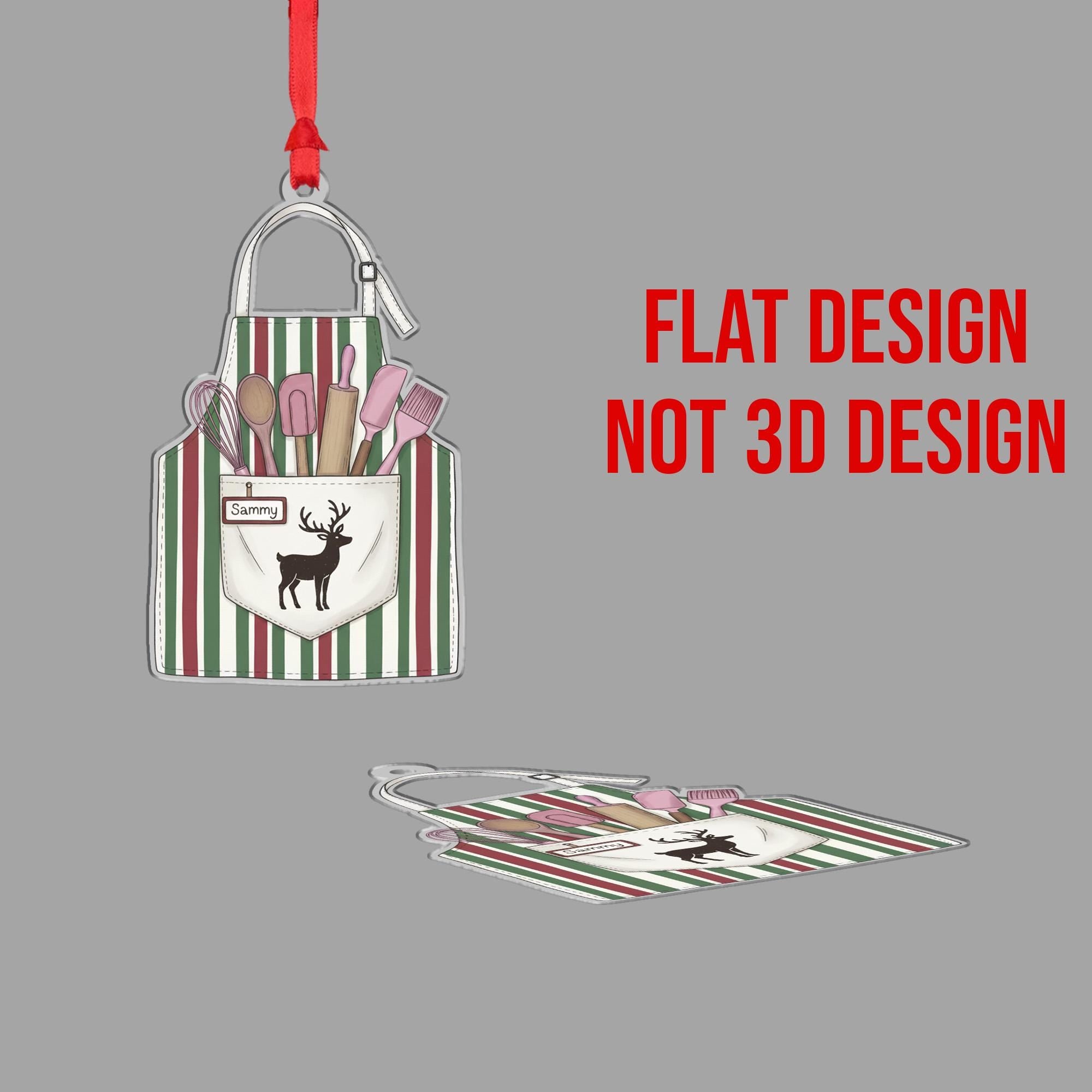Personalized Apron Christmas Ornament – Holiday Tree Decoration with Baking Utensils