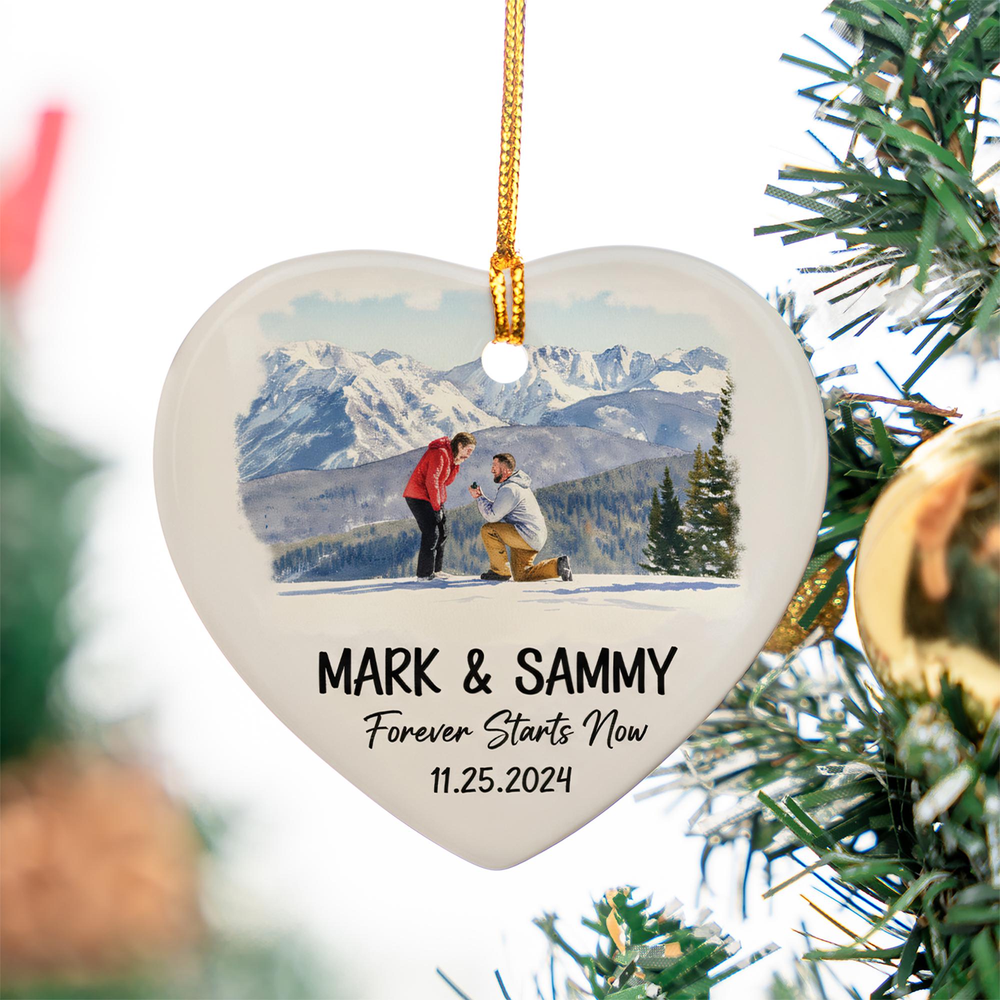 Personalized Heart Ceramic Ornament – Custom Photo and Name Holiday Tree Decoration