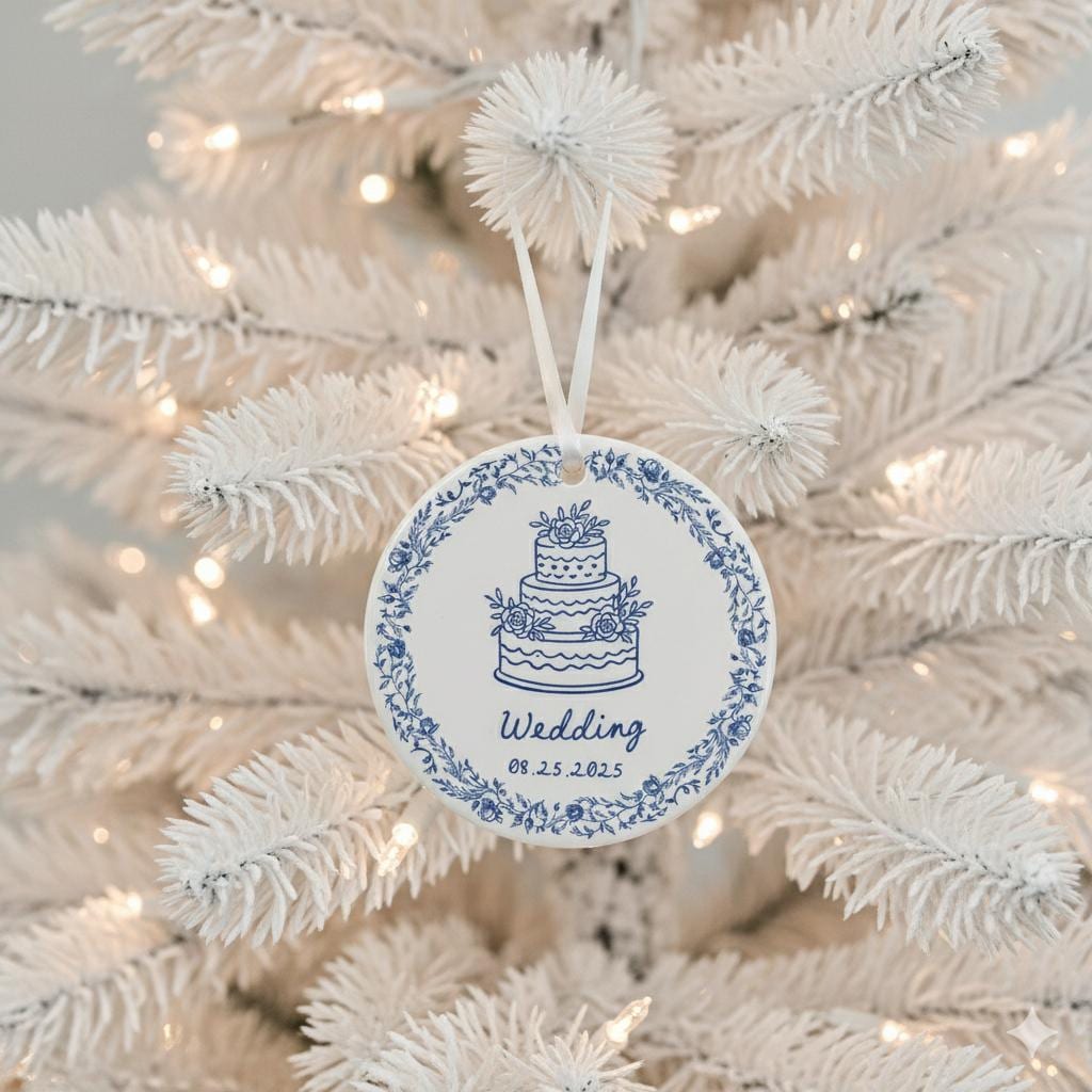 Personalized Wedding Ornament – Custom Ceramic Keepsake with Names & Date