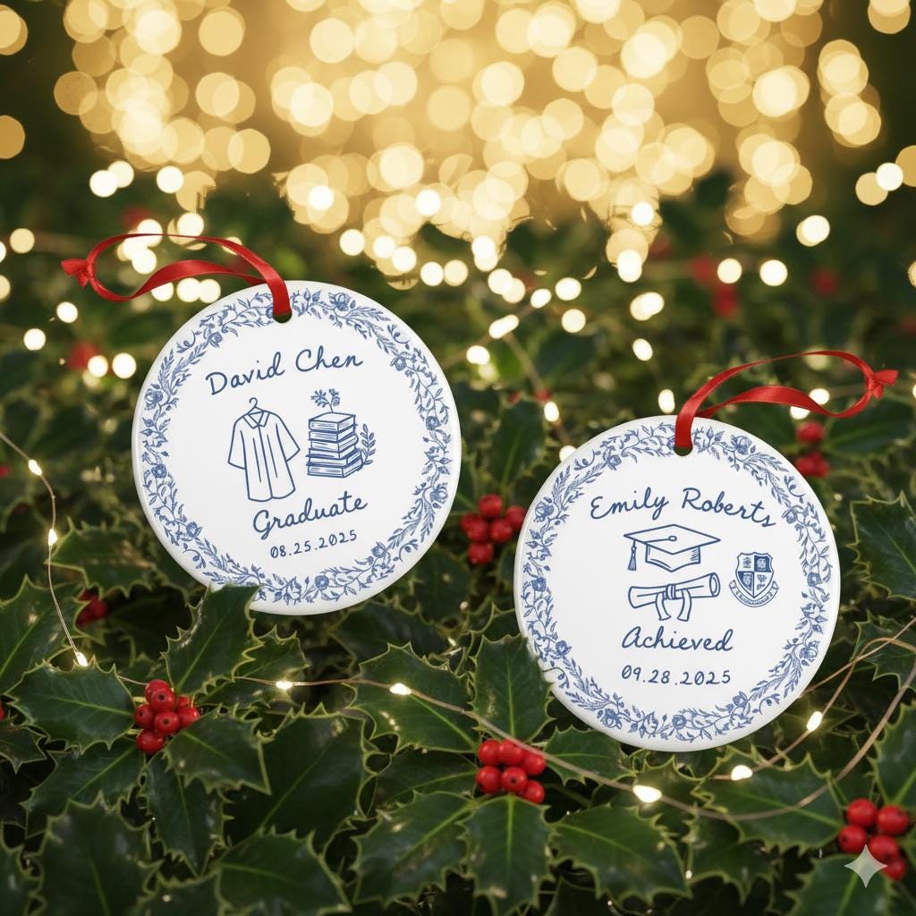 Personalized Graduation Ornament – Custom Ceramic Keepsake with Name, Class Year & Date