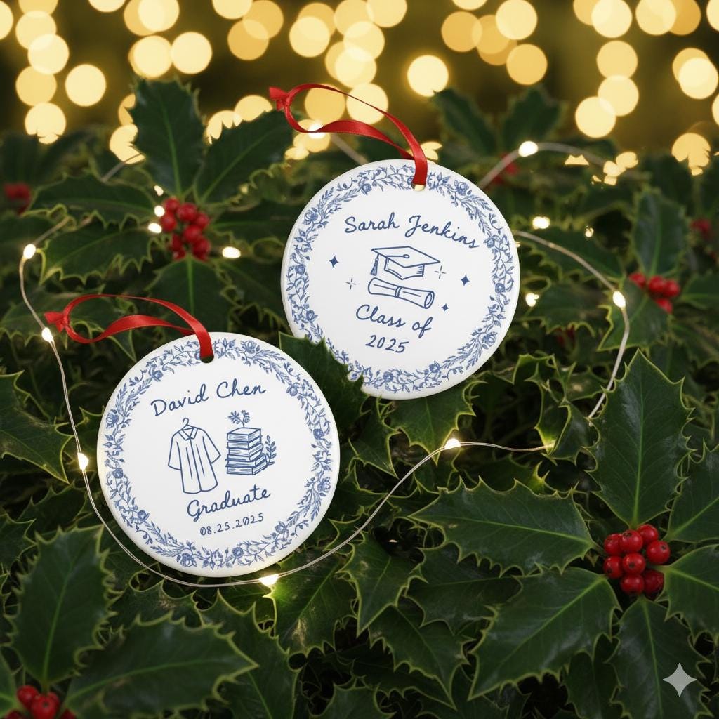 Personalized Graduation Ornament – Custom Ceramic Keepsake with Name, Class Year & Date