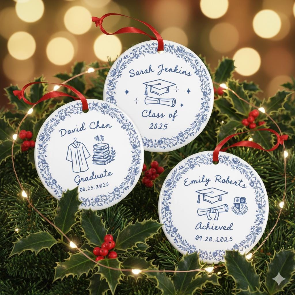 Personalized Graduation Ornament – Custom Ceramic Keepsake with Name, Class Year & Date