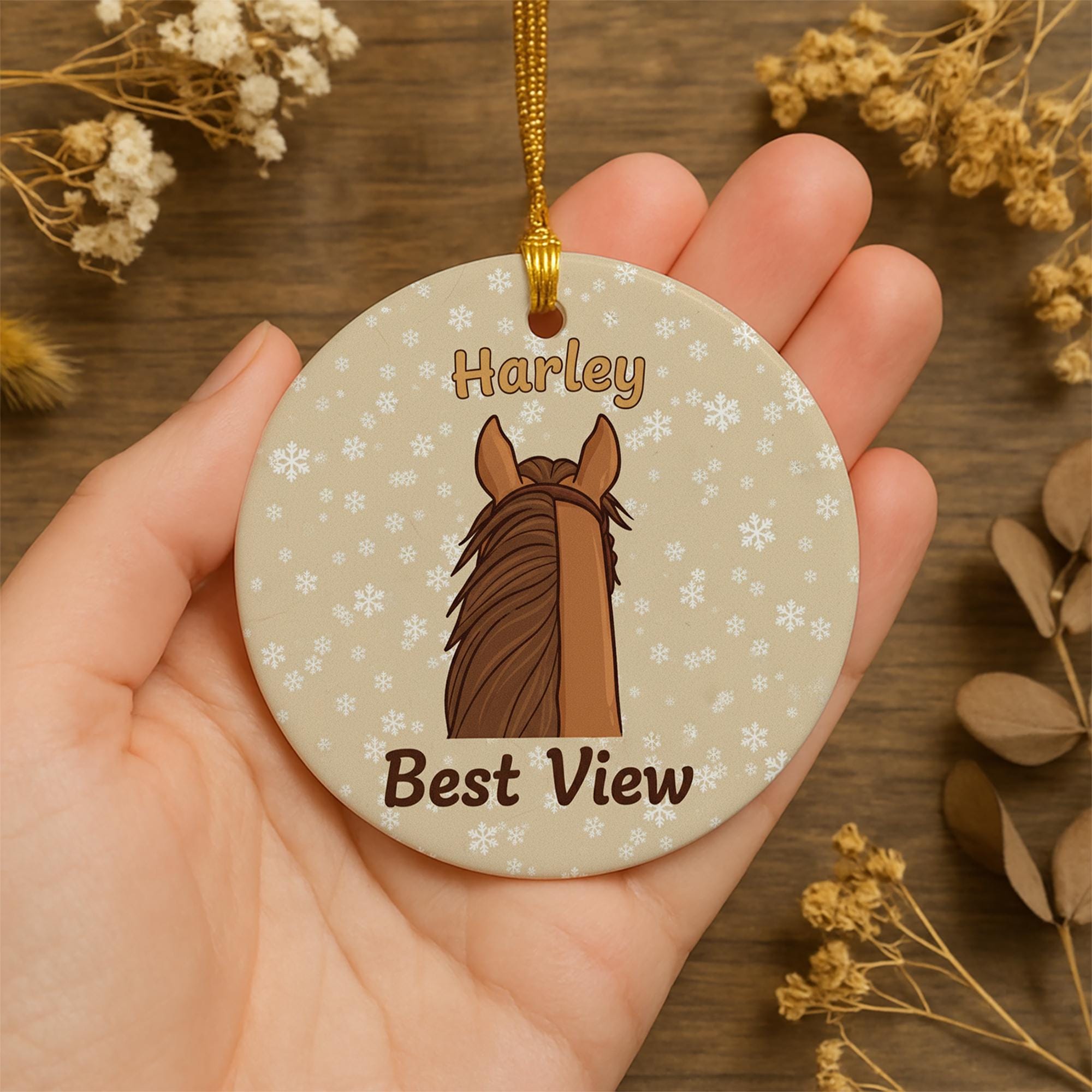 Personalized Horse Ceramic Ornament: Custom Equestrian Christmas Gift