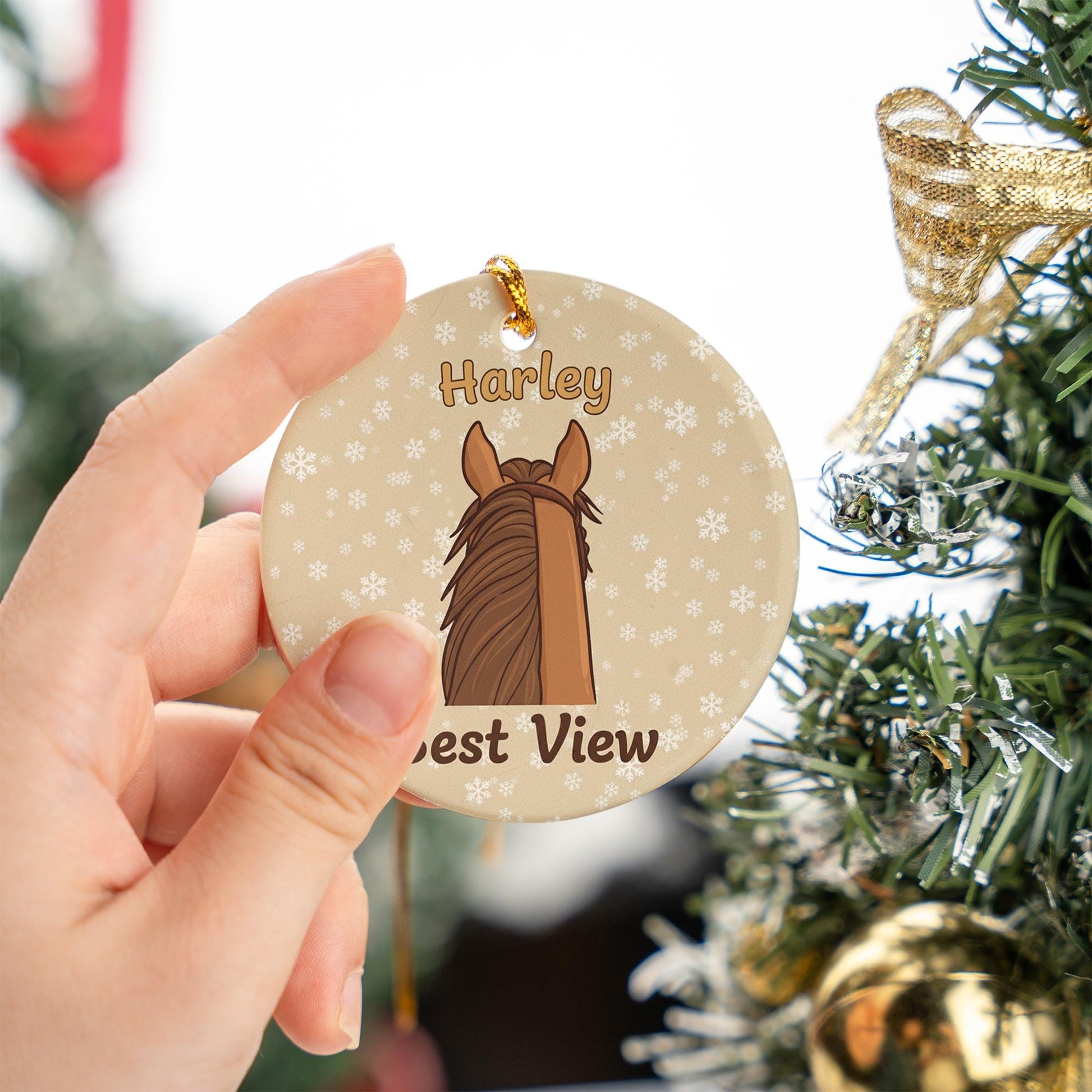 Personalized Horse Ceramic Ornament: Custom Equestrian Christmas Gift