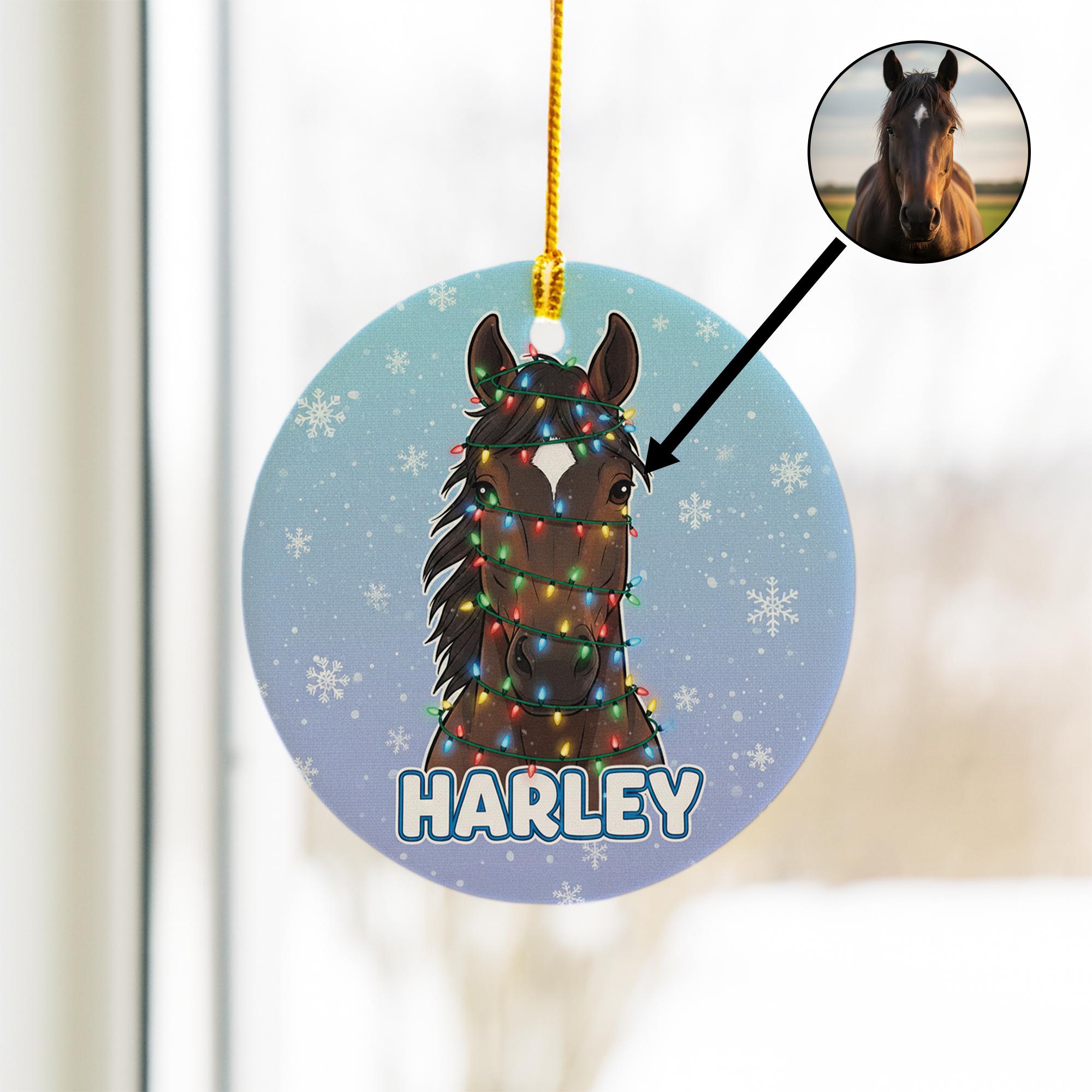Personalized Horse Ceramic Ornament: Equestrian Christmas Decor