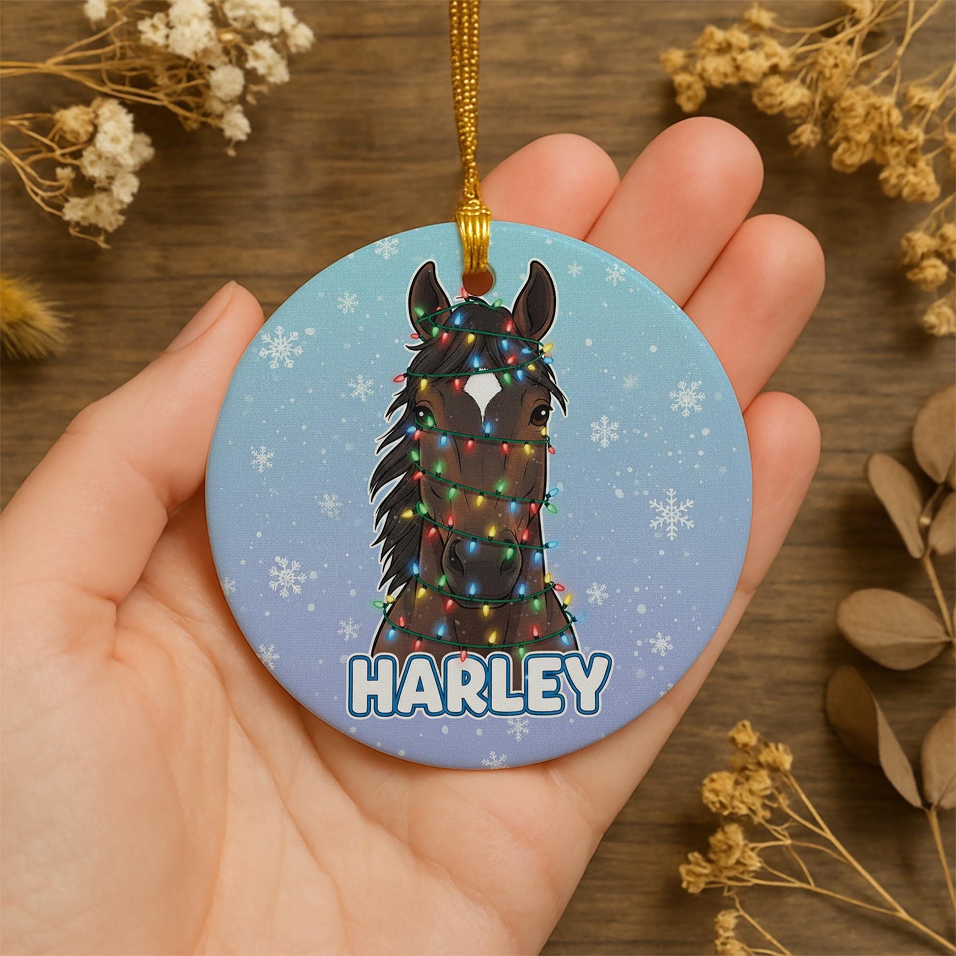 Personalized Horse Ceramic Ornament: Equestrian Christmas Decor