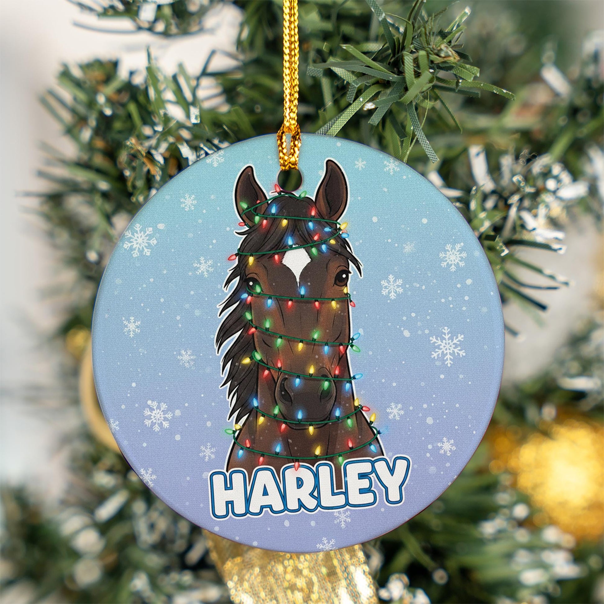 Personalized Horse Ceramic Ornament: Equestrian Christmas Decor