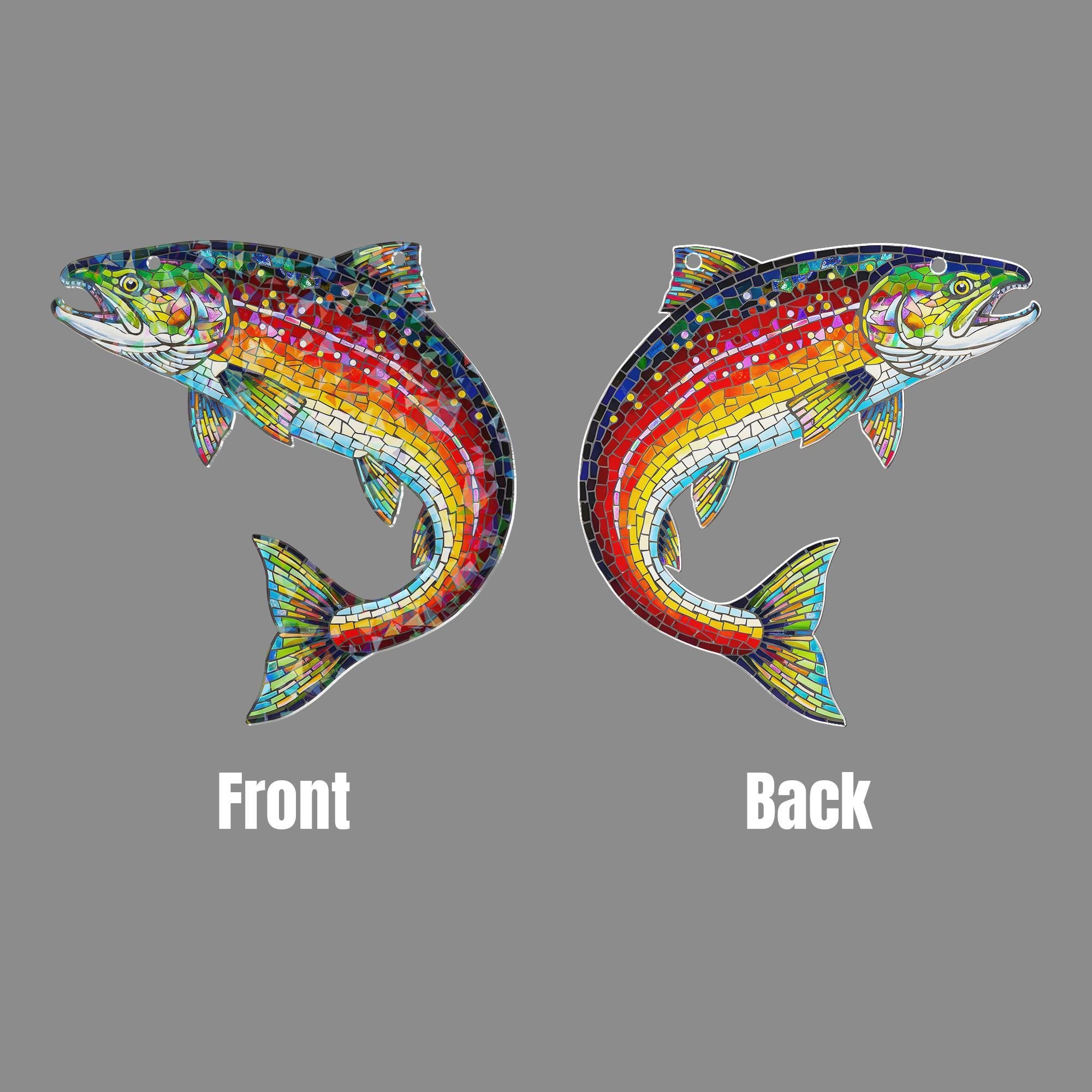 Holographic Salmon Fish Ornament: Fisher Window Hanging Decor
