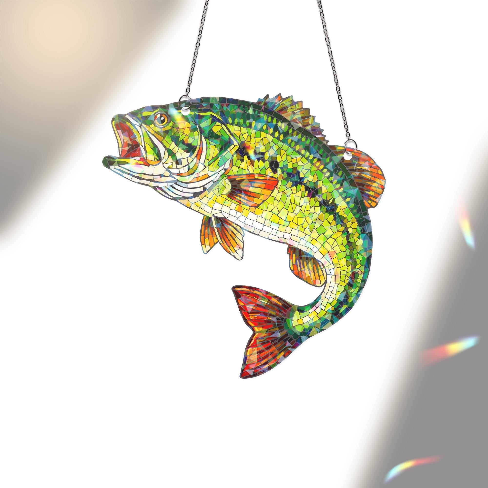 Holographic Largemouth Bass Suncatcher: Fisher Acrylic Window Hanging