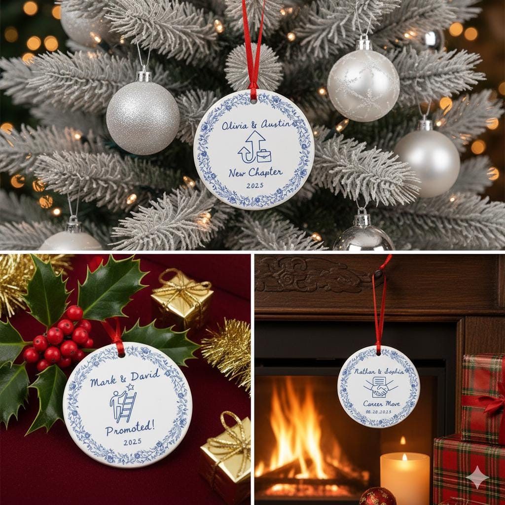 Personalized Ceramic Ornament - Custom New Chapter, Promotion, Career Move Keepsake