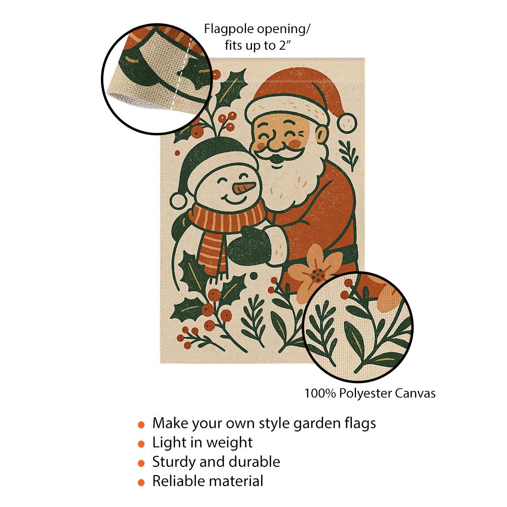 Christmas Garden Flag – Santa and Snowman Outdoor Holiday Yard Decor