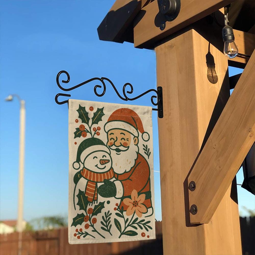 Christmas Garden Flag – Santa and Snowman Outdoor Holiday Yard Decor