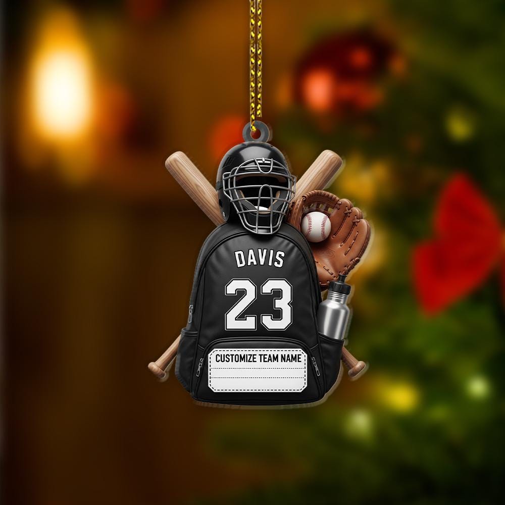 Personalized Baseball Ornament – Custom Jersey Number, Team Name & Player Gift,