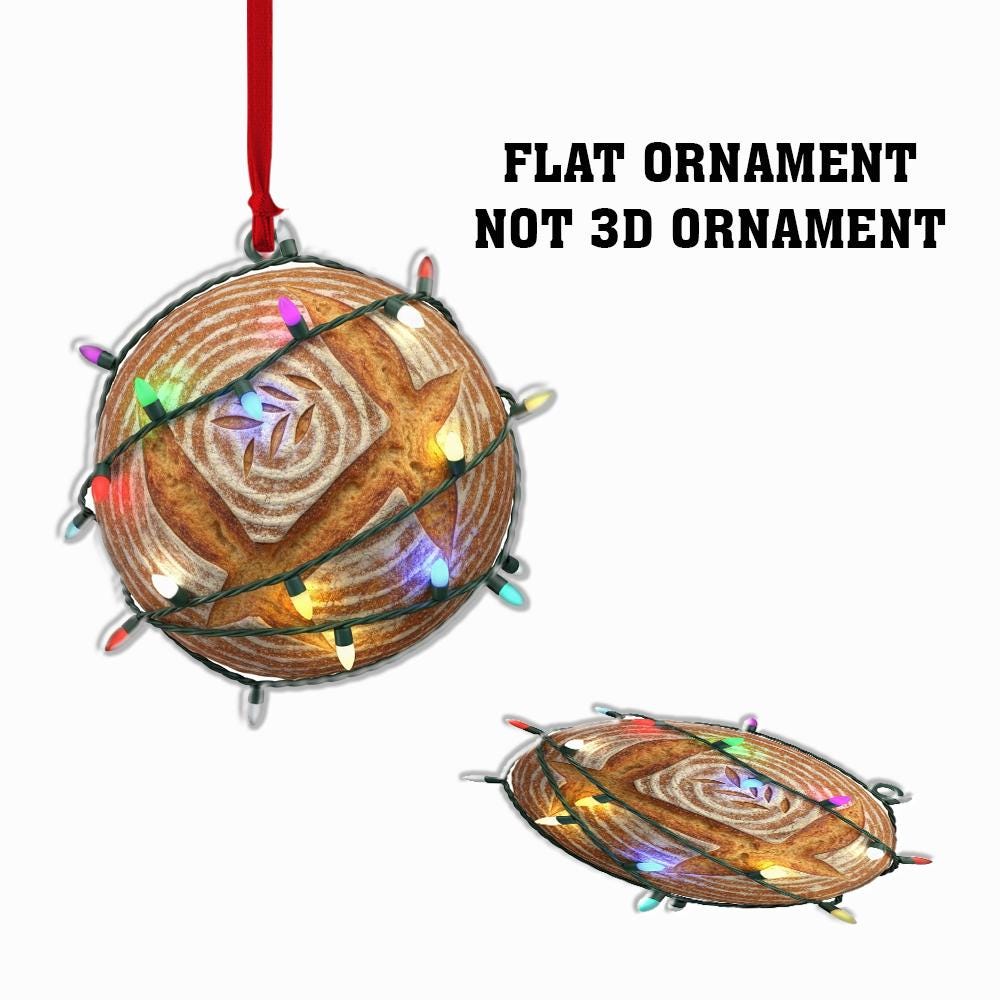 Bread Ornament – Artisan Sourdough Christmas Tree Decoration, Funny Foodie Holiday Gift