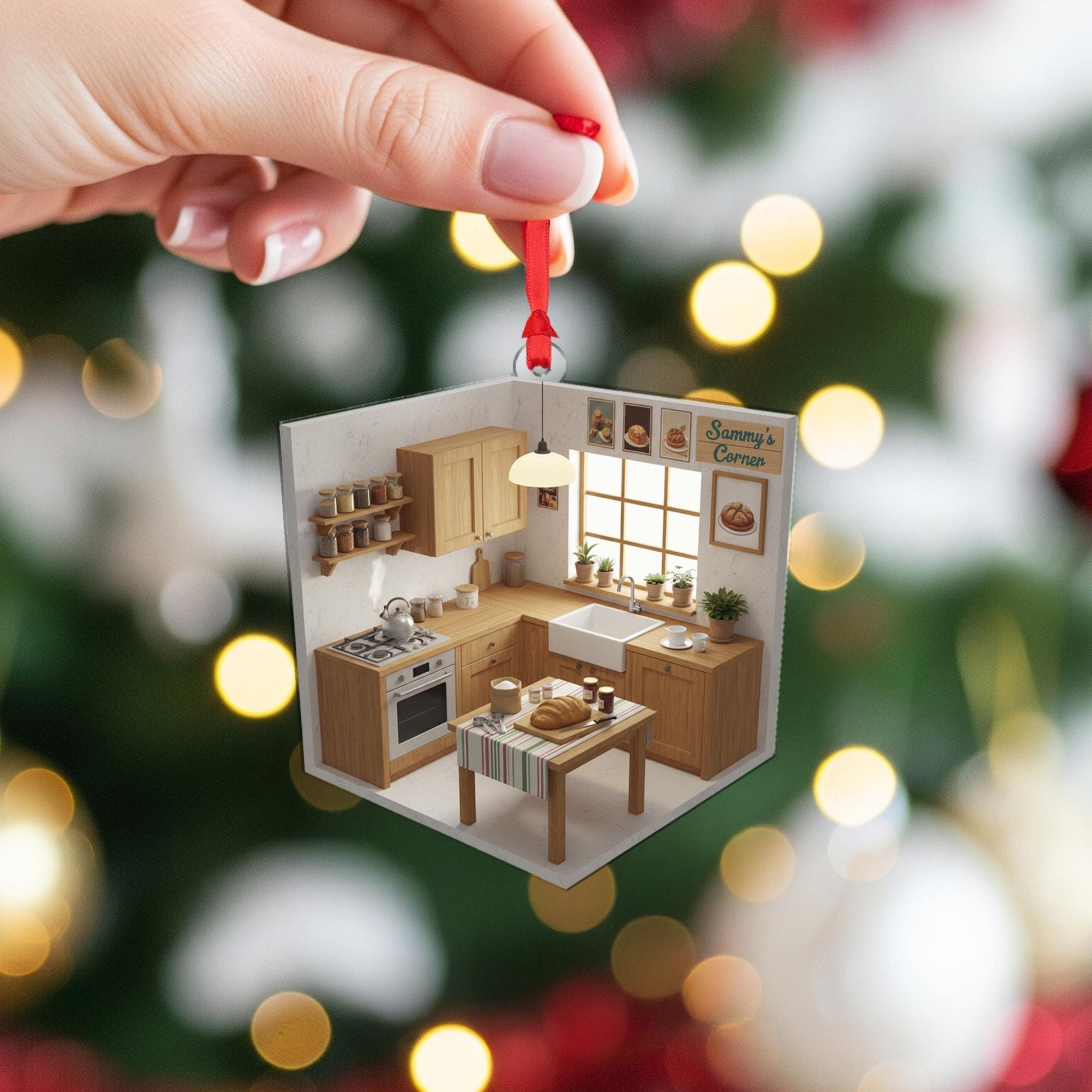 Personalized Kitchen Ornament – Miniature Wooden Baking Room Decoration