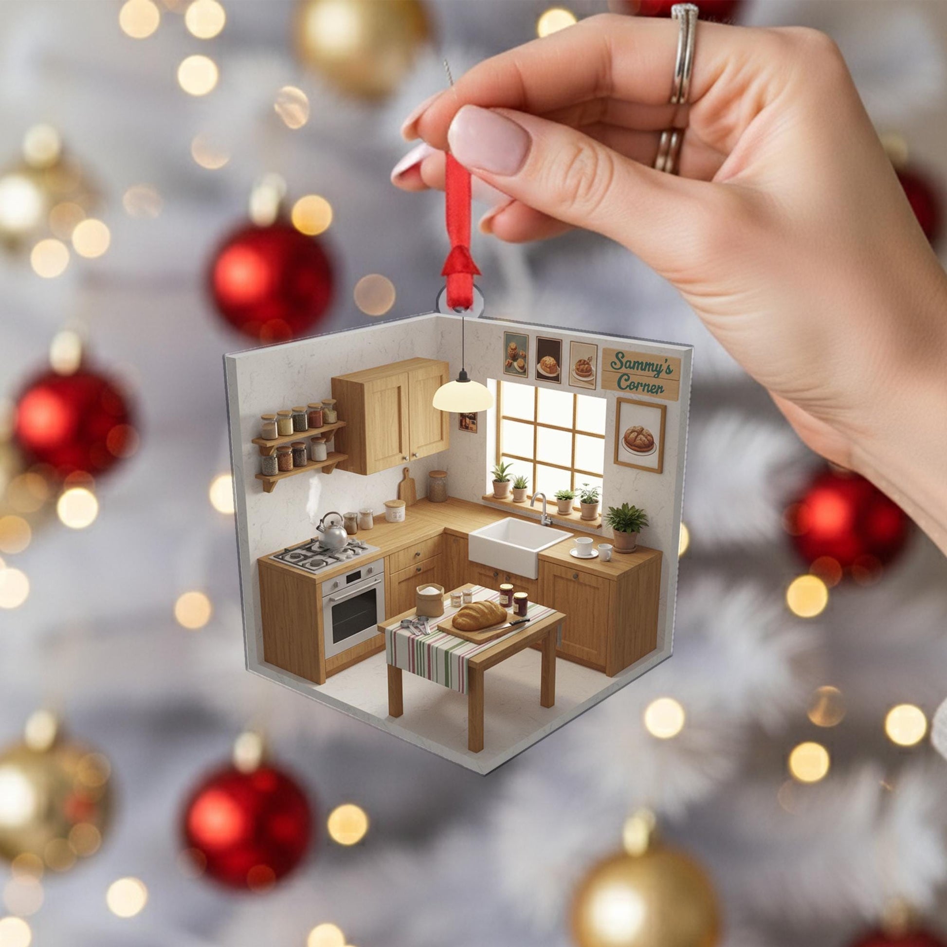 Personalized Kitchen Ornament – Miniature Wooden Baking Room Decoration