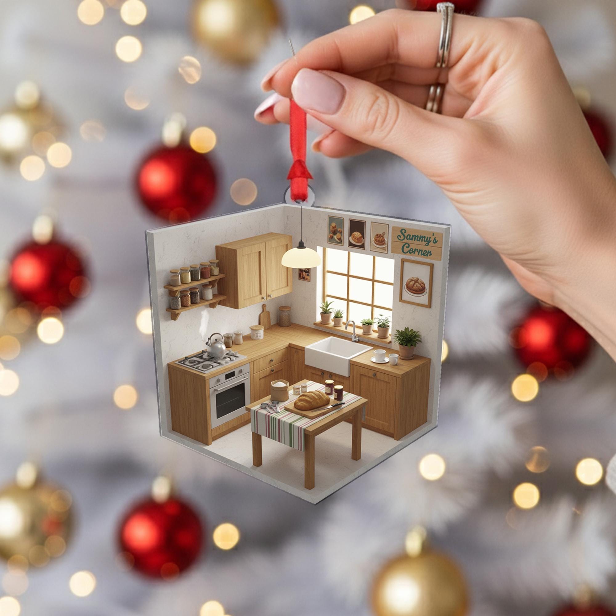 Personalized Kitchen Ornament – Miniature Wooden Baking Room Decoration