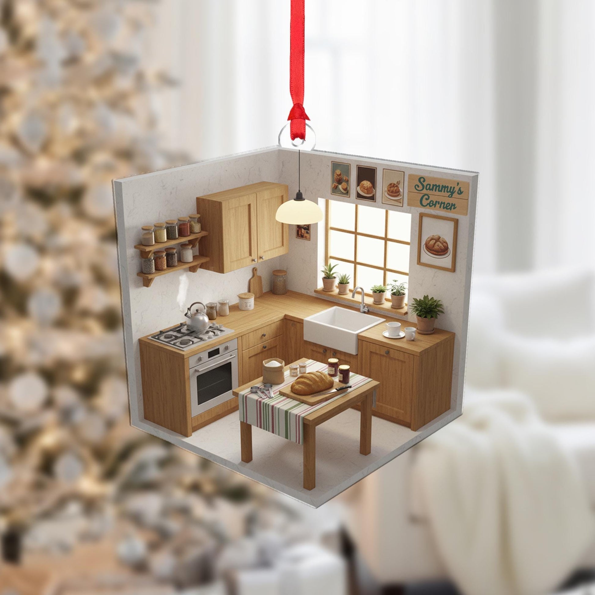 Personalized Kitchen Ornament – Miniature Wooden Baking Room Decoration